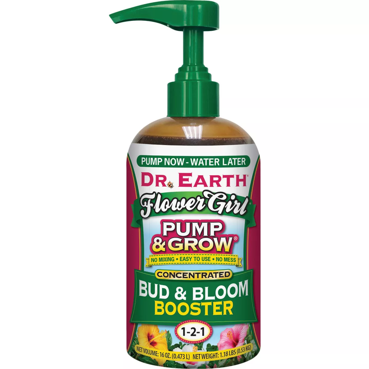 Dr. Earth Pump & Grow Flower Girl 16 Oz. 1-2-1 Concentrated Bud & Bloom Booster