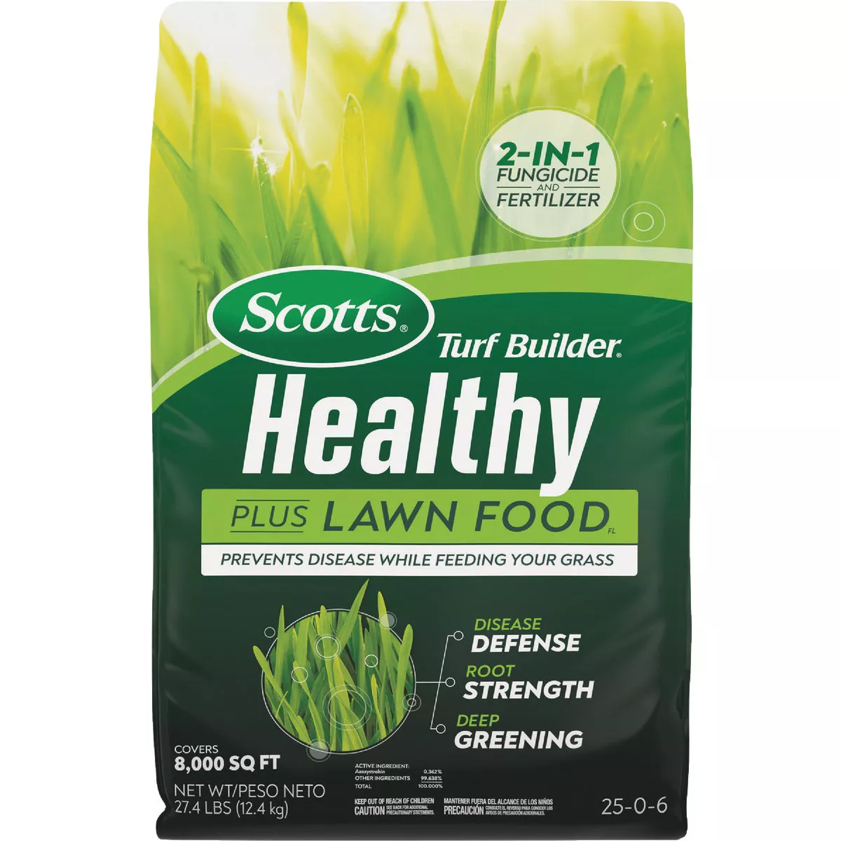 Scotts Turf Builder Healthy Plus Lawn Food FL 8000 Sq. Ft. 2-In-1 Fungicide & Fertilizer