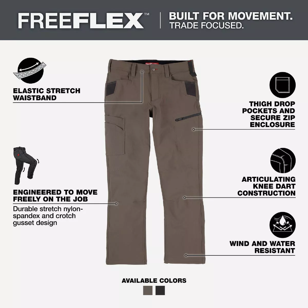 Milwaukee FREEFLEX Brown 38 x 32 Tech Pants - photo 2