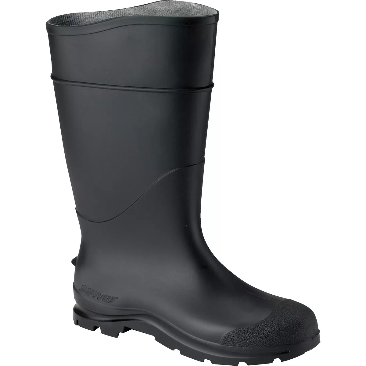 Servus Men's Size 8 Black Plain Toe PVC Rubber Boot