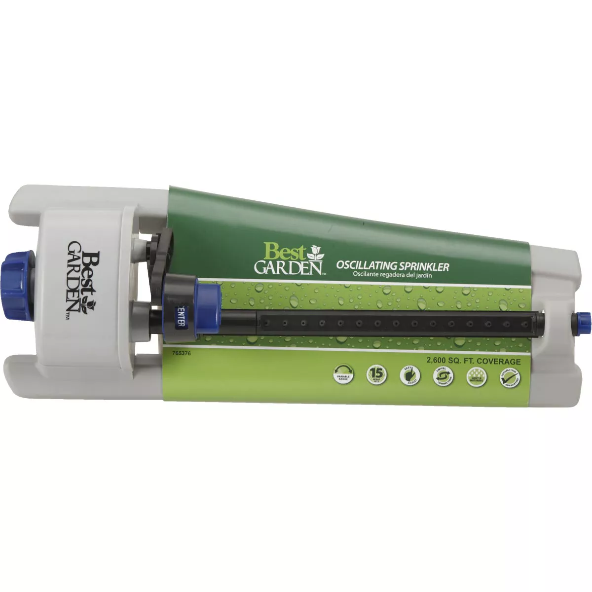 Best Garden Poly 2600 Sq. Ft. Blue & Gray Oscillating Sprinkler - photo 2