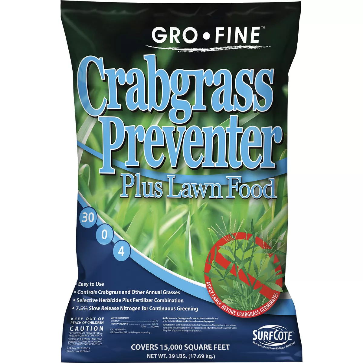Gro-Fine 39 Lb. 15,000 Sq. Ft. 30-0-4 Lawn Fertilizer with Crabgrass Preventer