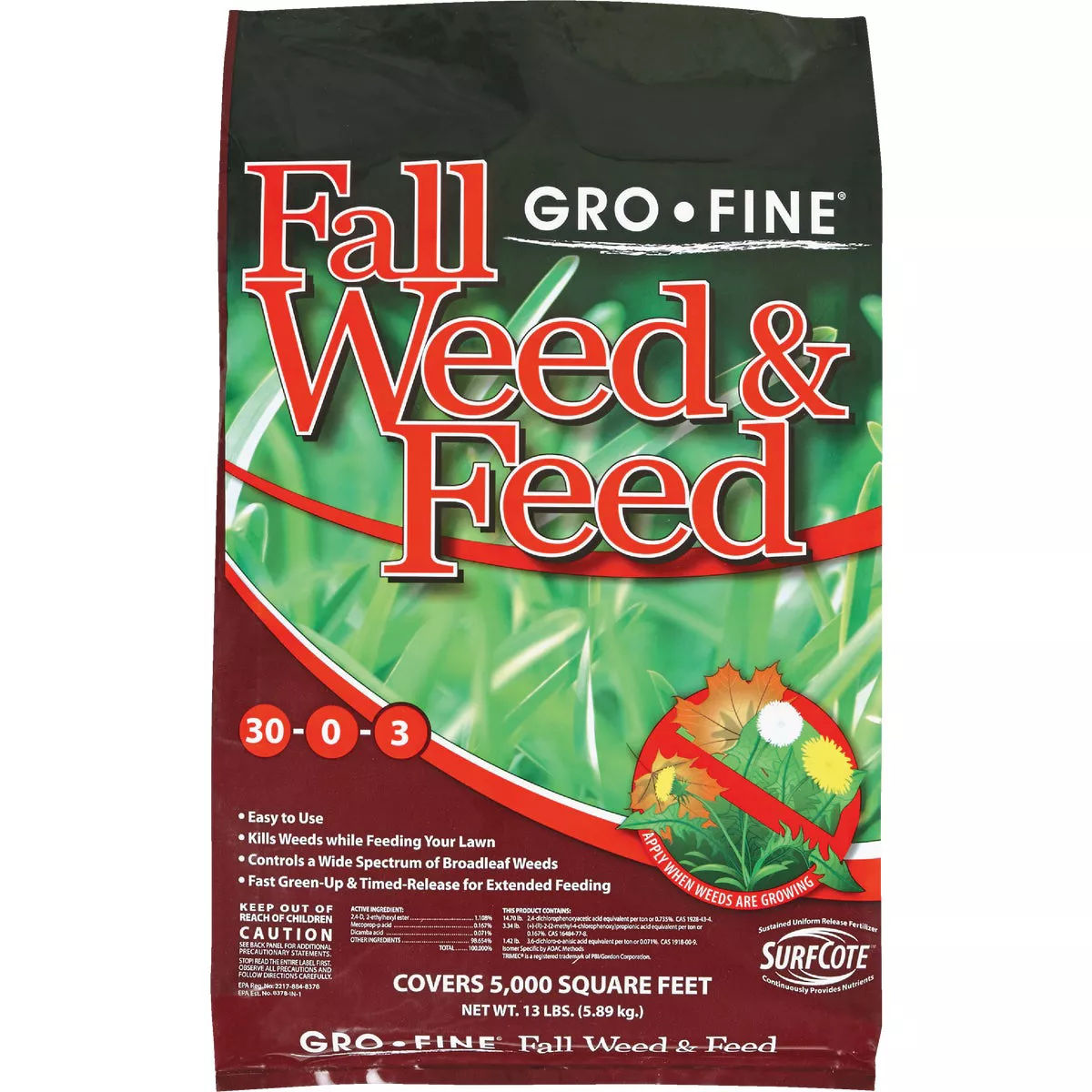 Gro-Fine 13 Lb. 5000 Sq. Ft. 28-0-6 Winterizer Fall Weed & Feed Fertilizer