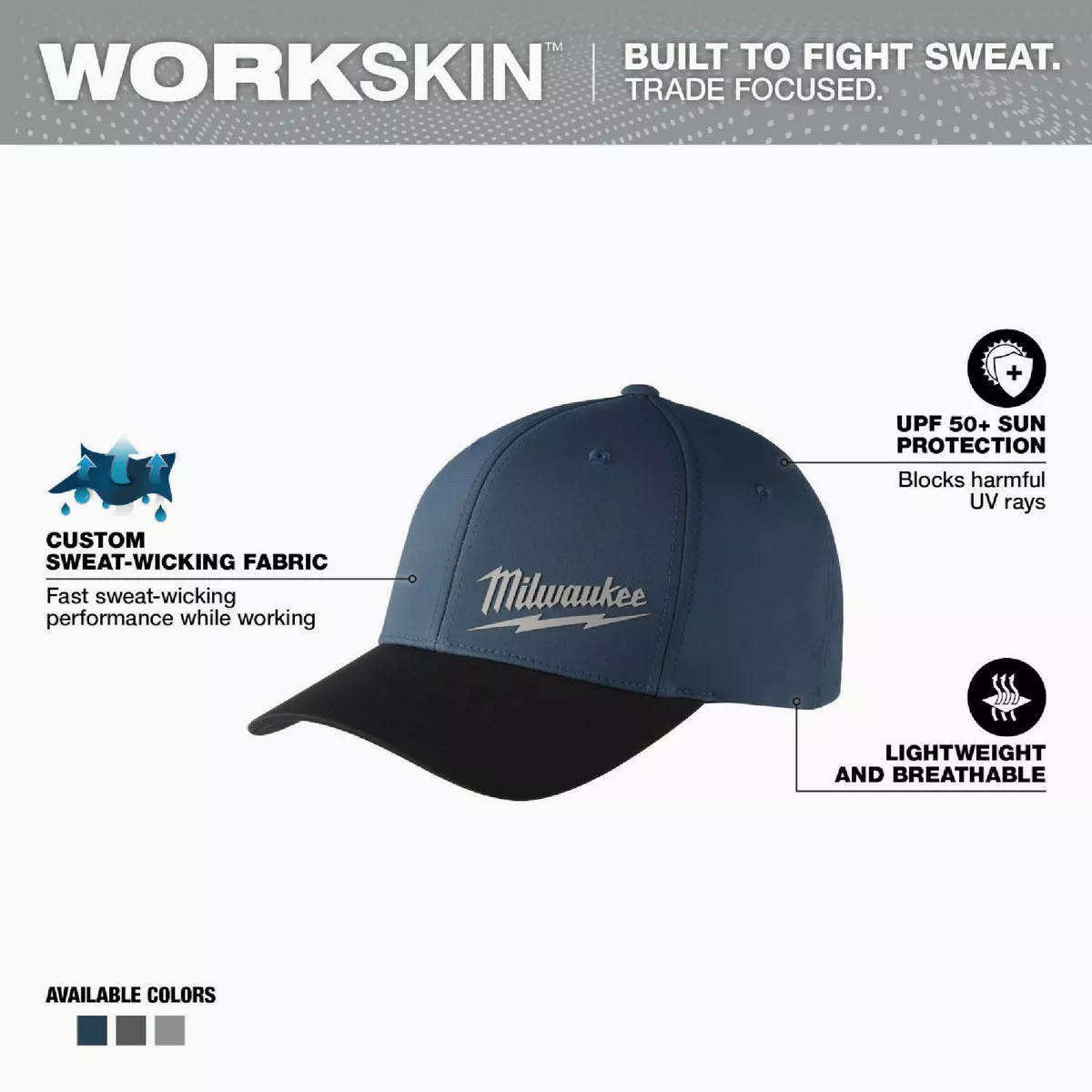 Milwaukee Workskin Blue Performance Fitted Hat, Small/Medium - photo 2