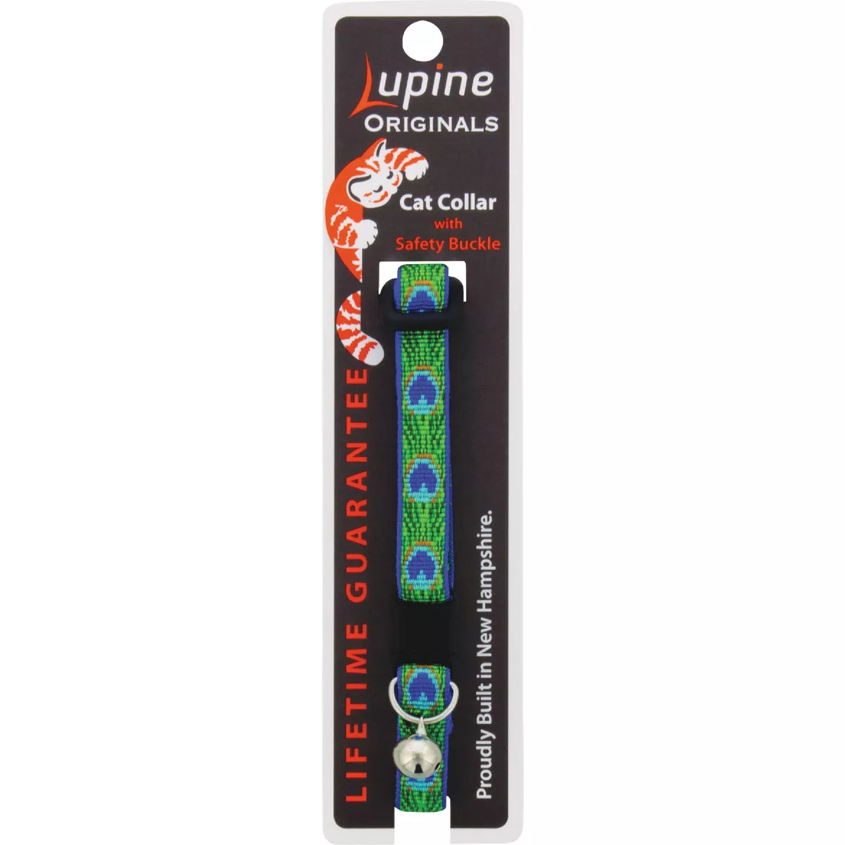 Lupine 1/2 In. Woven Pattern Tail Feathers 8 to 12in. Adjustable Breakaway Cat Collar with Bell