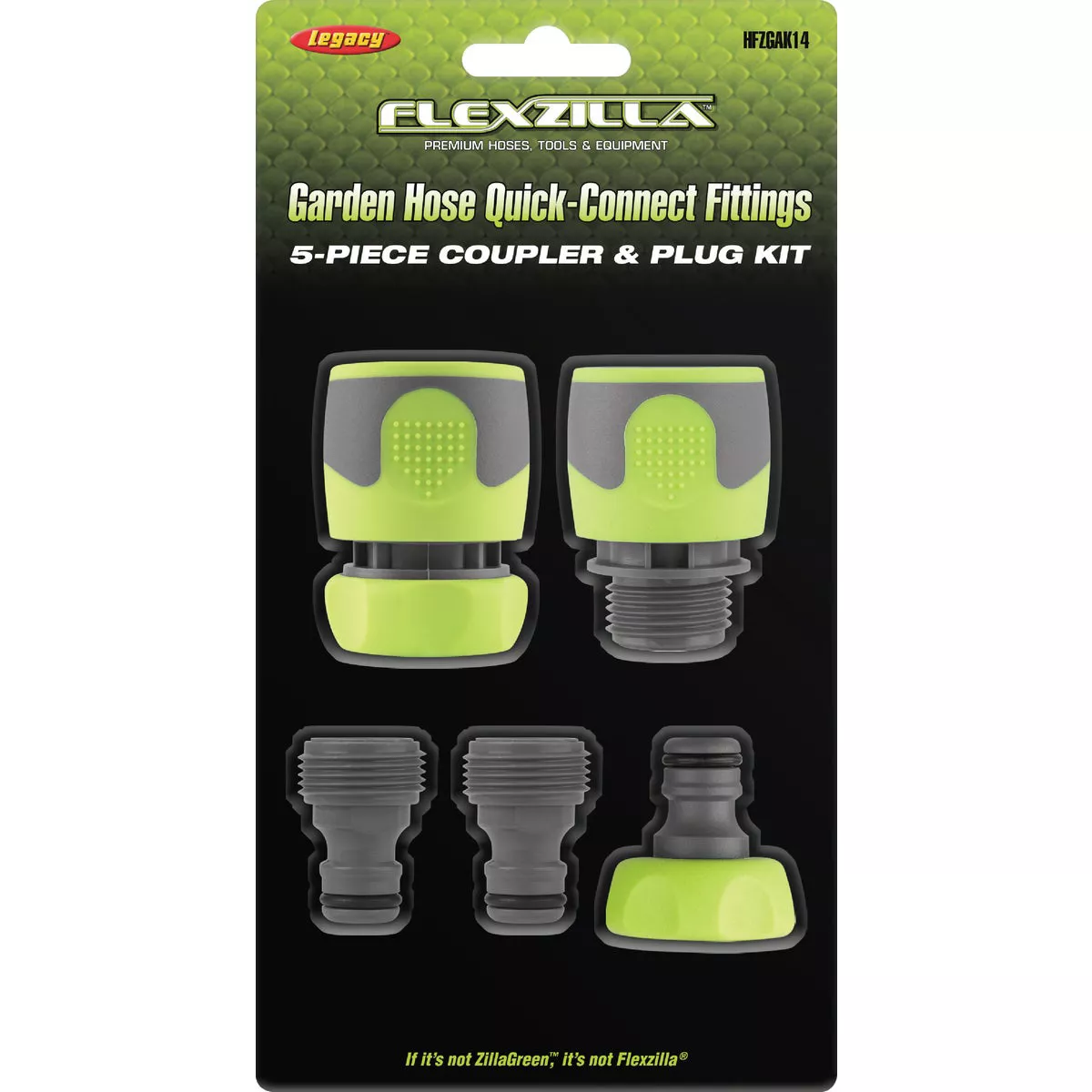 Flexzilla Standard Garden Hose Quick-Connect Coupler & Plug Kit, ZillaGreen (5-Piece) - photo 2
