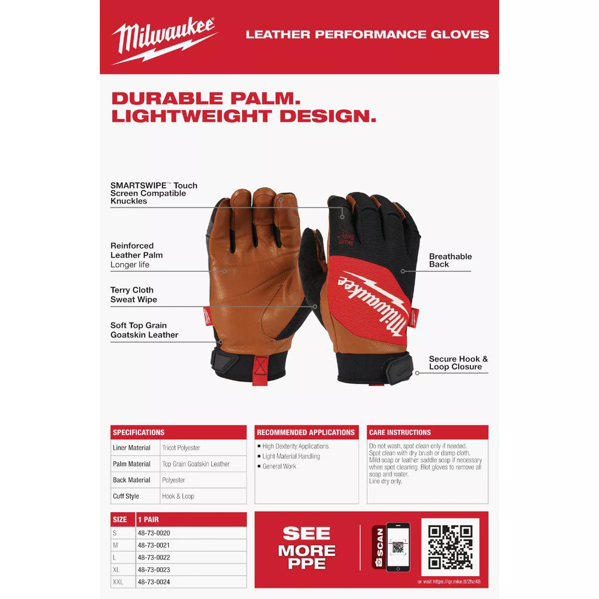 Milwaukee Unisex XL Leather Performance Work Glove - photo 3