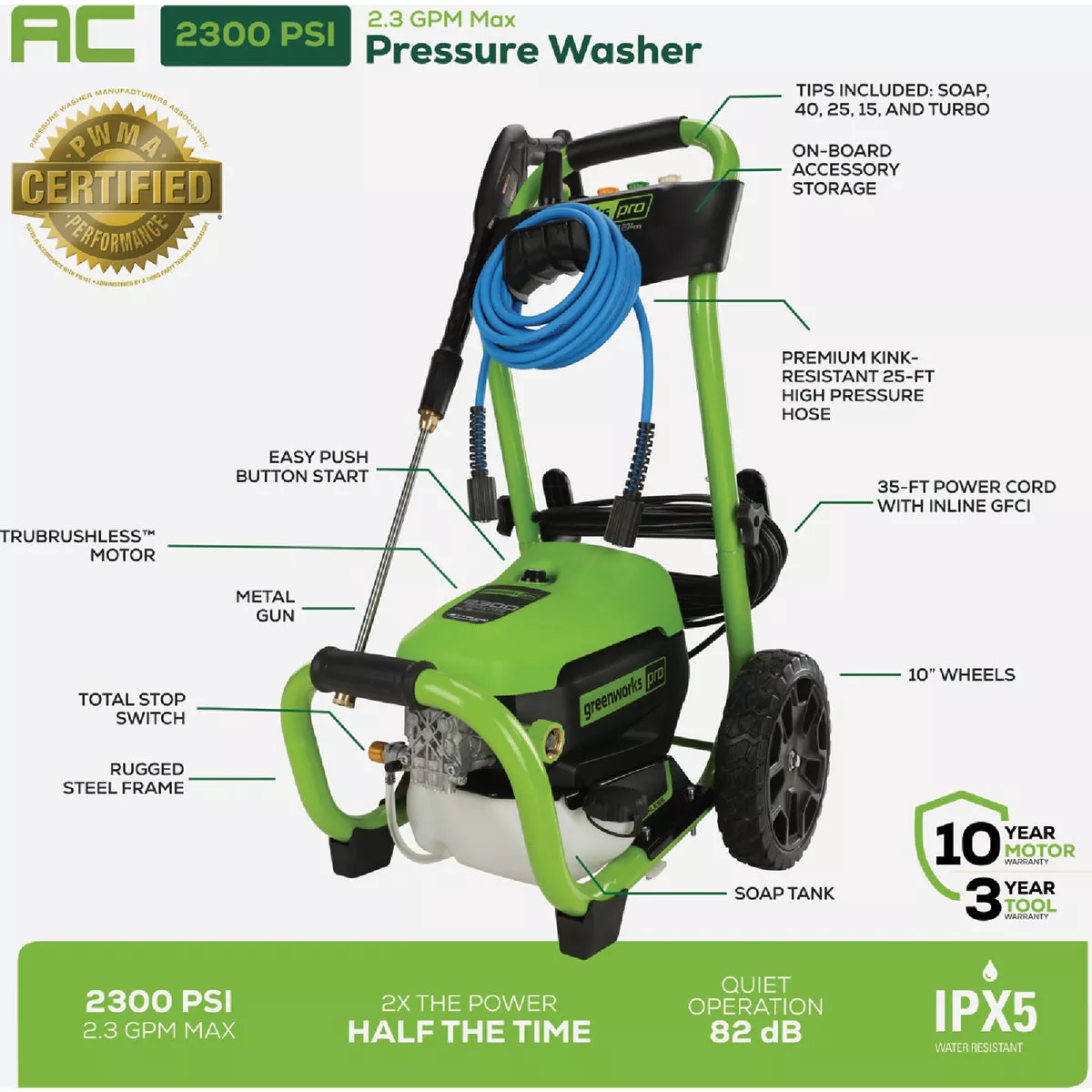 Greenworks 2300 PSI 2.3 GPM Cold Water Corded Electric Pressure Washer Do it Best