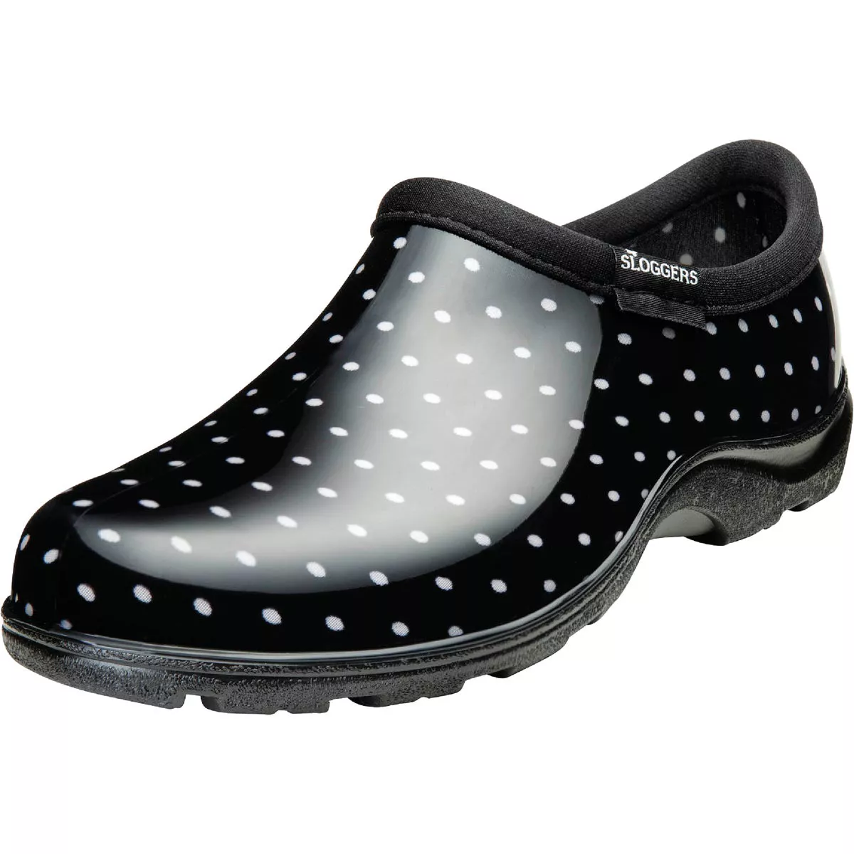 Sloggers Women's Size 9 Black with White Polka Dots Garden Shoe