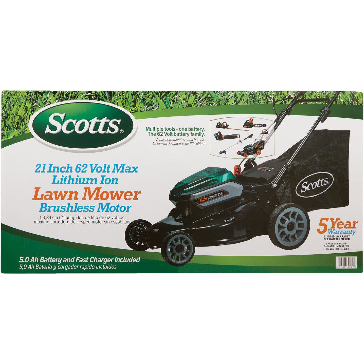 Scotts 21 In. 62 Volt Walk Behind Lithium Ion Cordless Electric Lawn Mower Do it Best