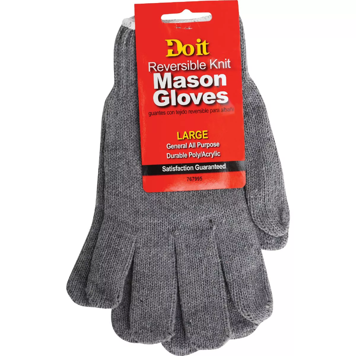Do it Men's Large Reversible Knit Polyester Mason Glove, Gray - photo 2