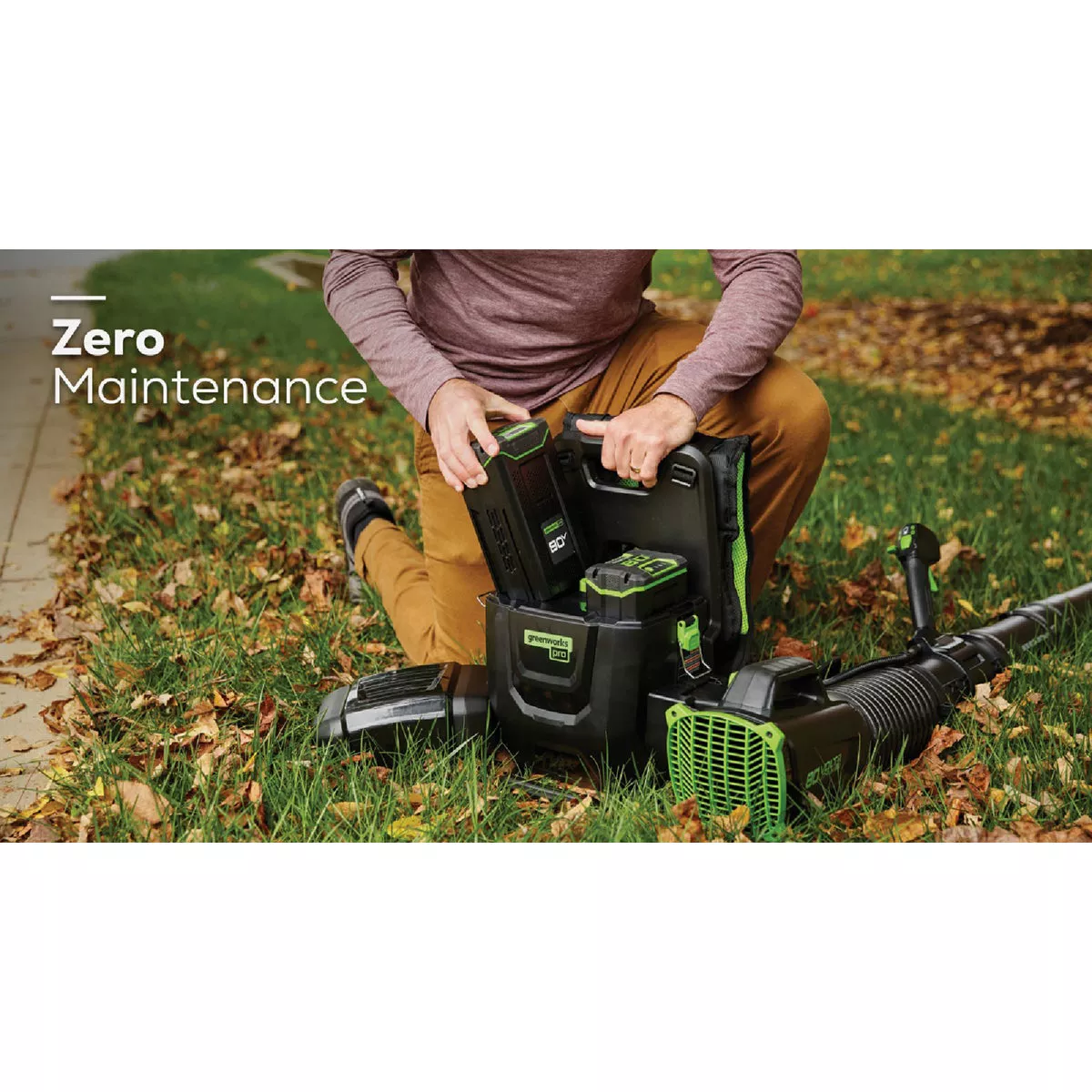 Greenworks 80V 690 CFM 165 MPH Dual-Port Backpack Blower with (2) 4.0 Ah Batteries & Charger - photo 3