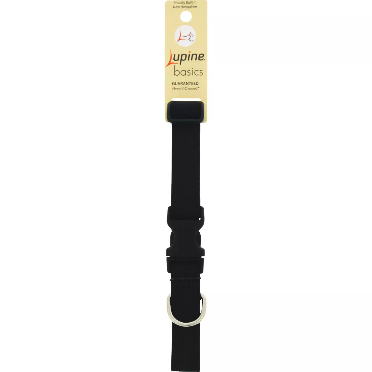 Lupine 1 In. Traditional Solid Black 12 to 20in. Adjustable Medium Dog Collar
