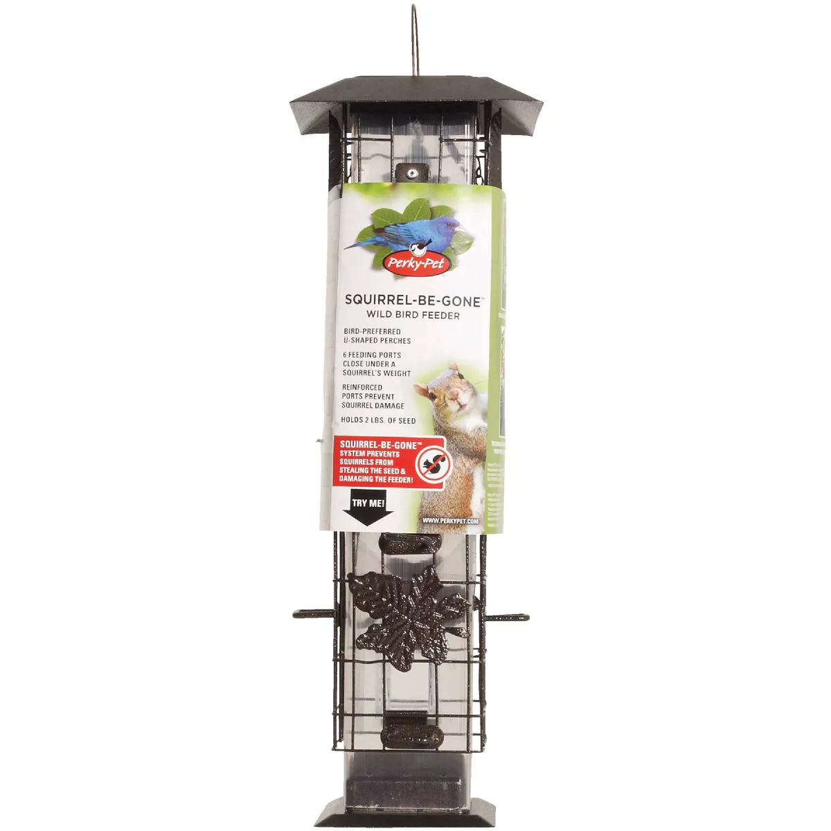 Perky-Pet Squirrel-Be-Gone Bronze Metal Leaf 2 Lb. Capacity Tube Bird Feeder - photo 2