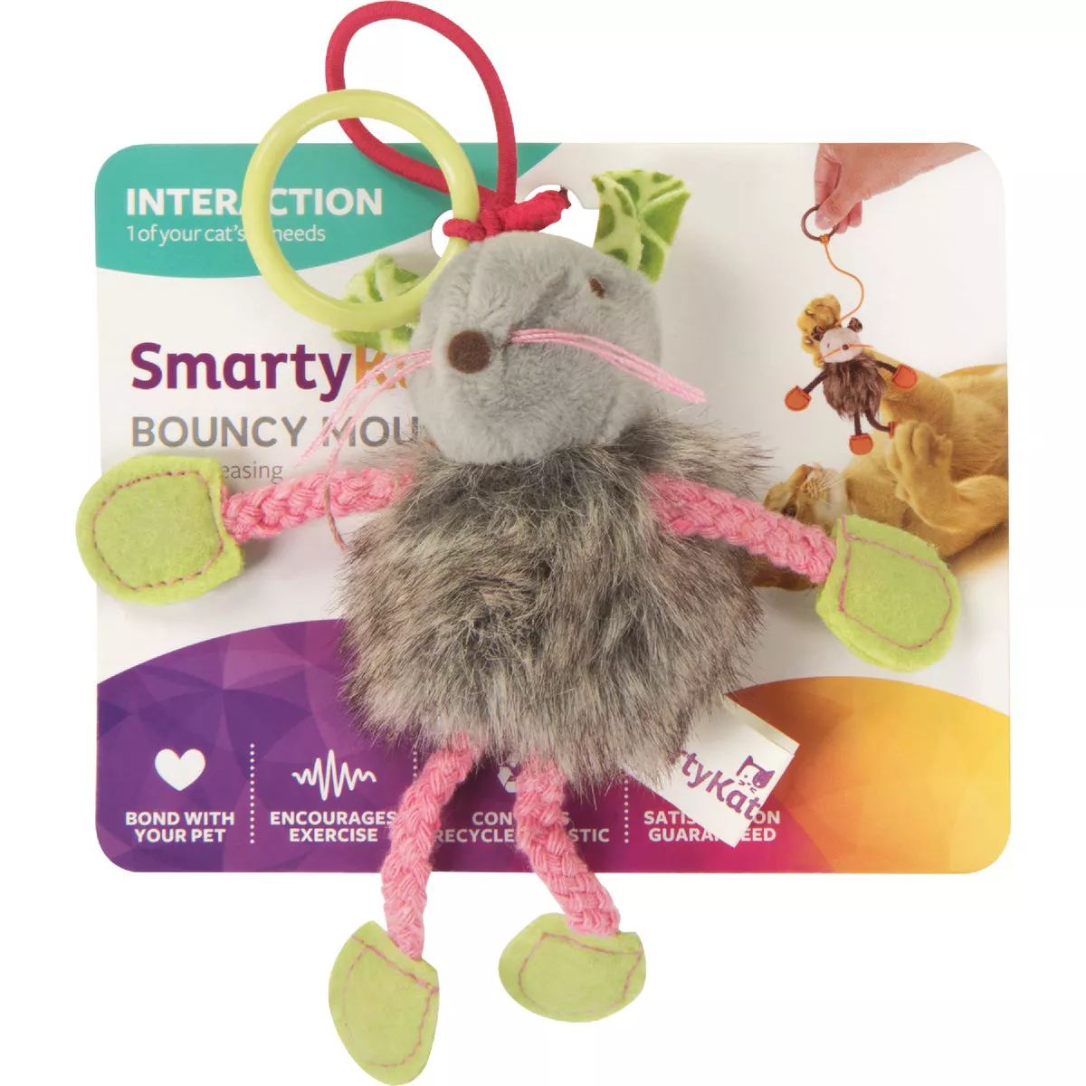 SmartyKat Bouncy Mouse Plush Dangler Catnip Cat Toy