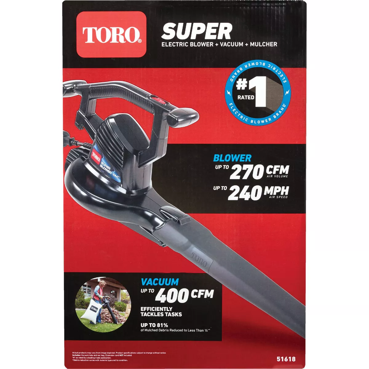 Toro Super 230 MPH 390 CFM 12 Amp Electric Blower/Vacuum/Mulcher - photo 3