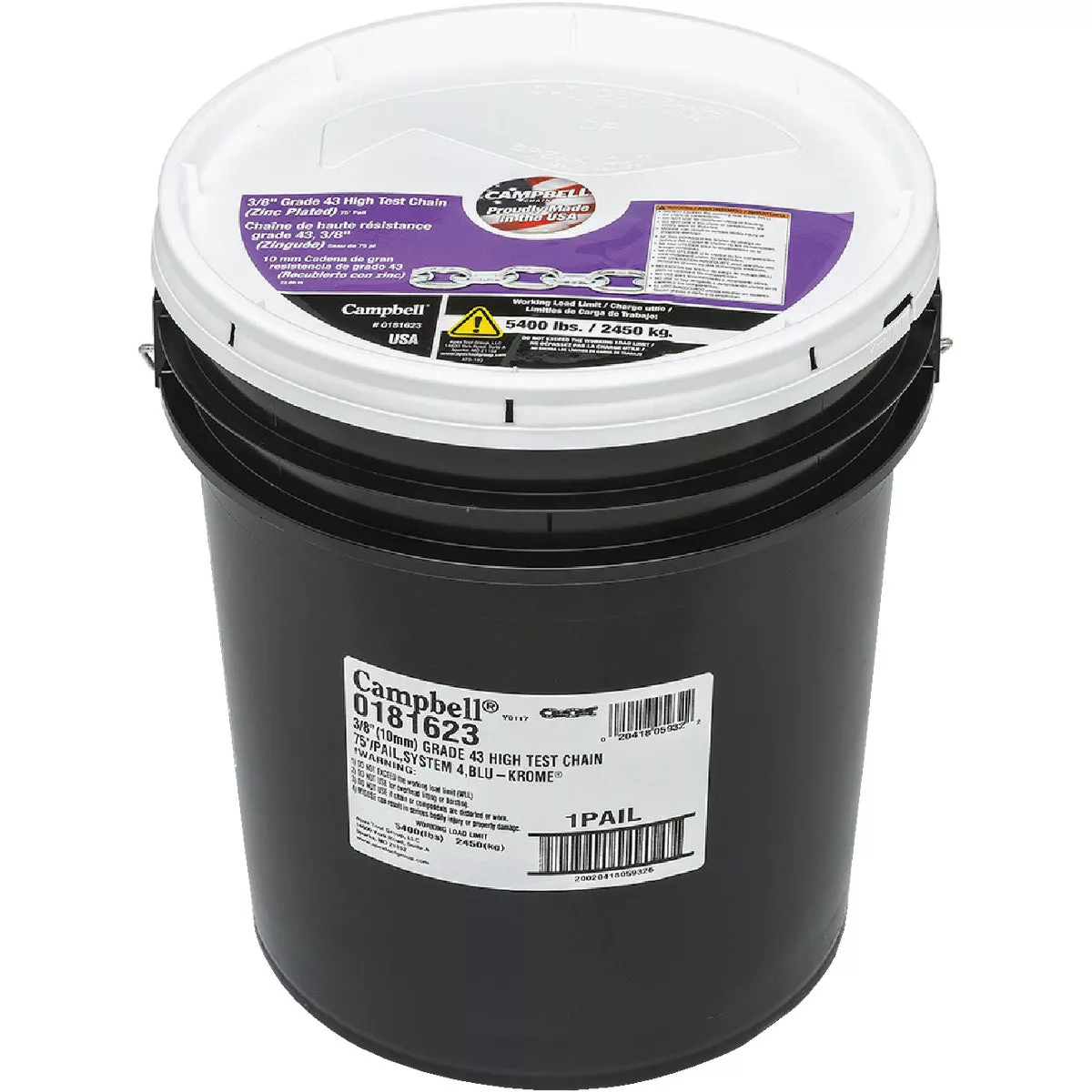 Campbell 3/8 In. 75 Ft. Zinc-Plated Carbon Steel Coil Chain - photo 2