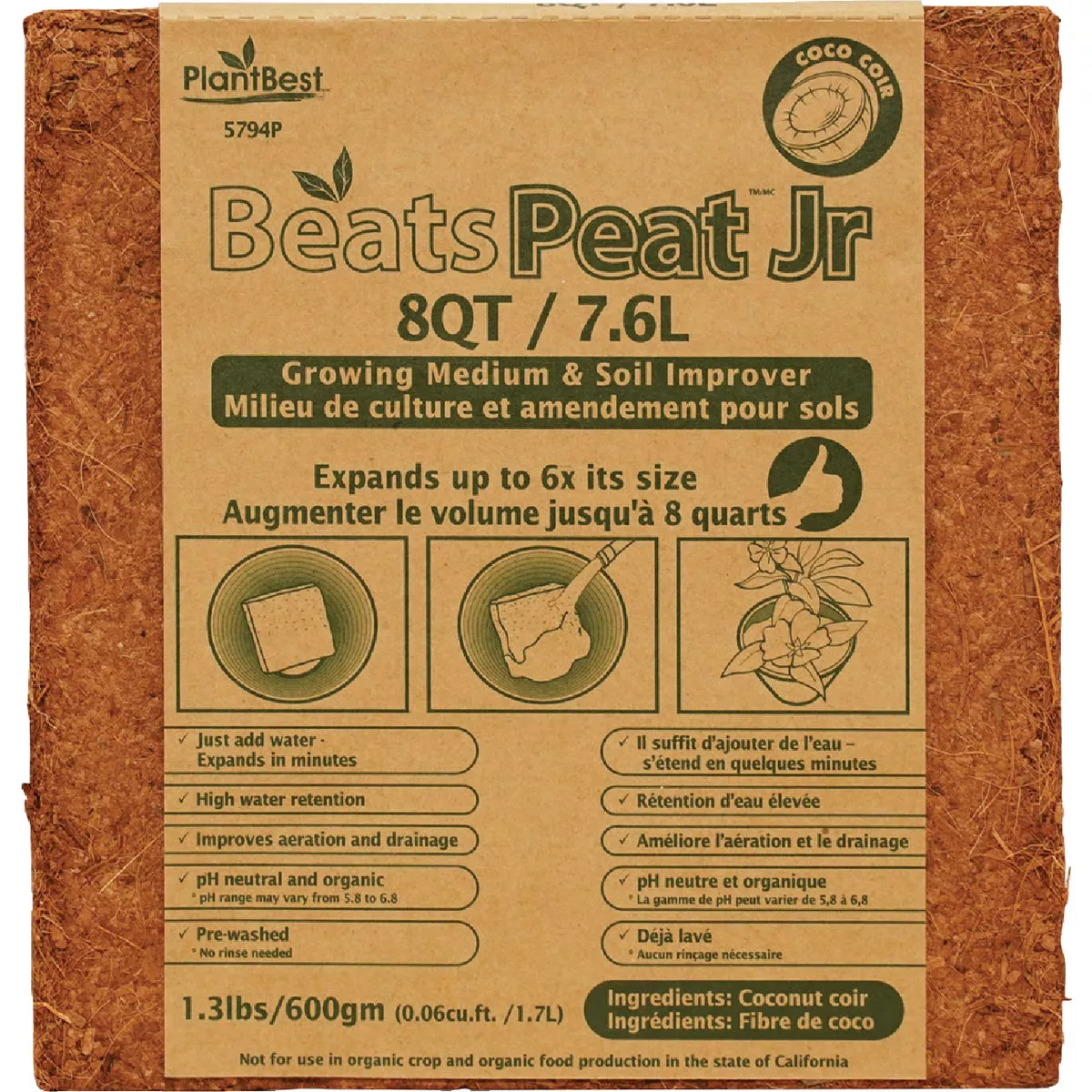 PlantBest BeatsPeat Jr. 0.3 Cu. Ft. Coconut Coir | True Value Hardware