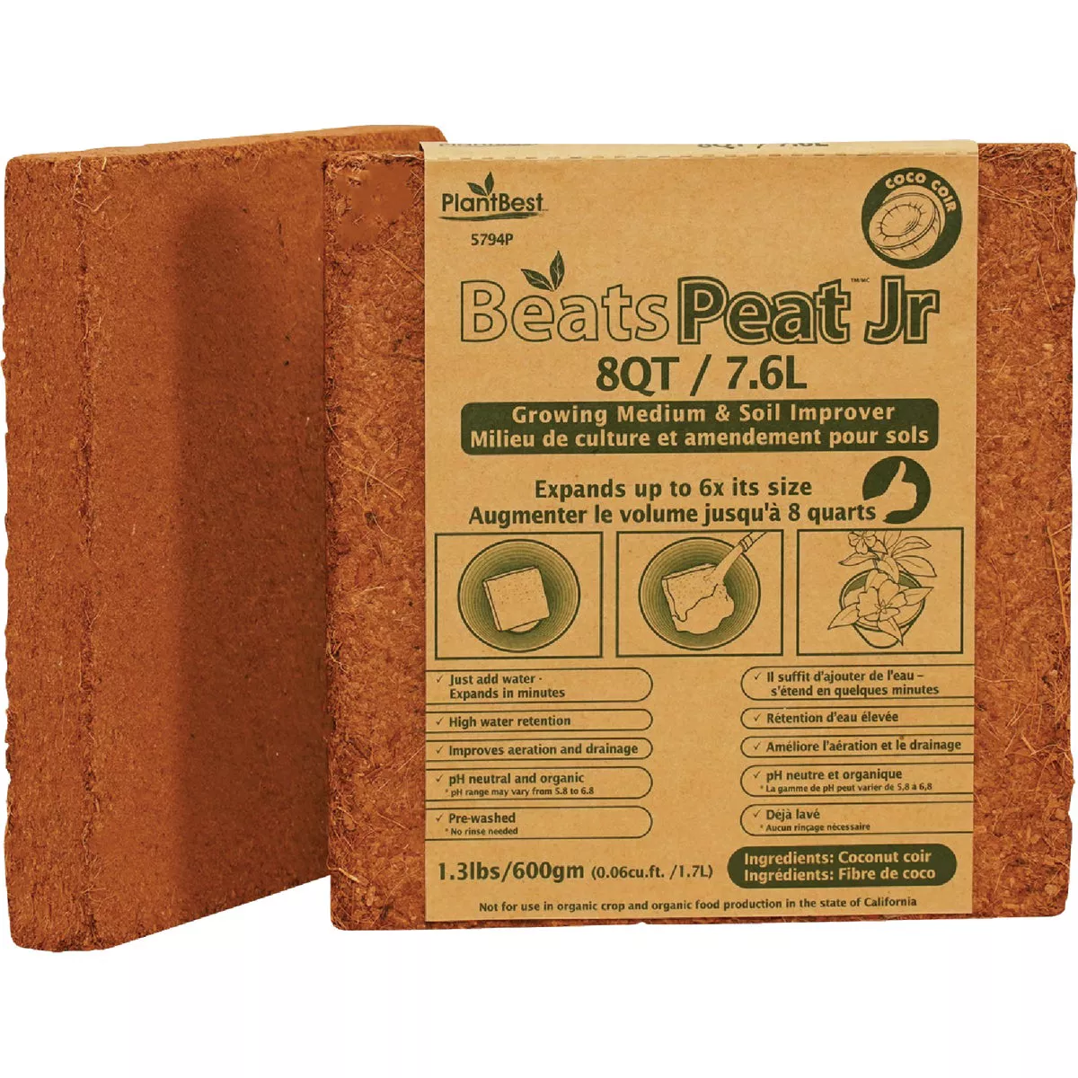 PlantBest BeatsPeat Jr. 0.3 Cu. Ft. Coconut Coir - photo 3