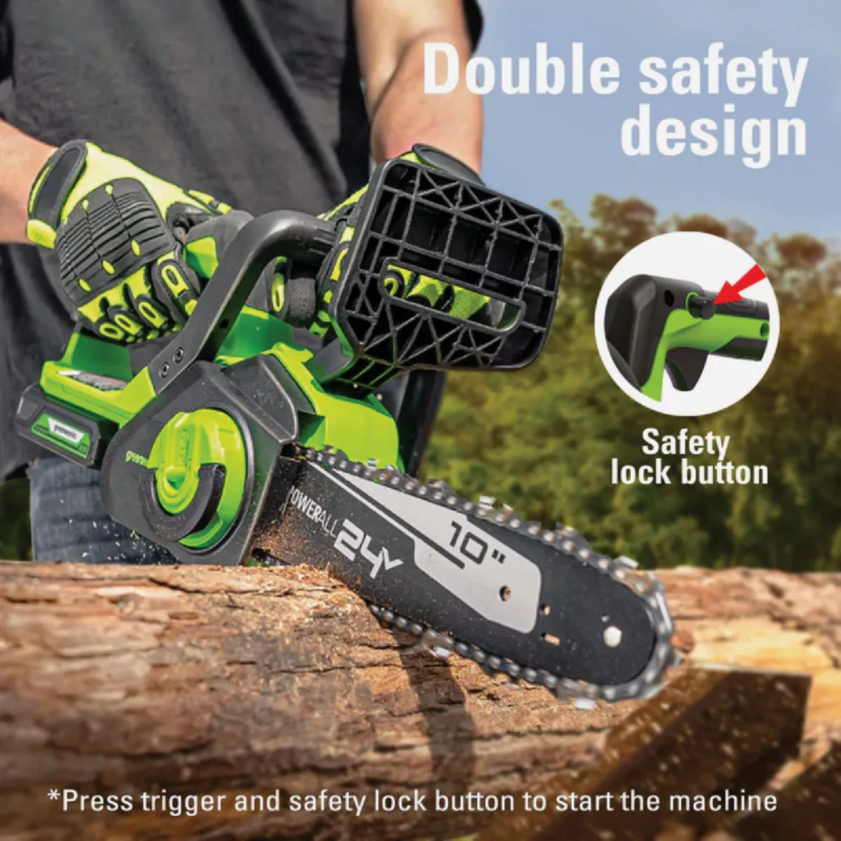 Greenworks 24V 10 In. Chainsaw with 2.0 Ah USB Battery