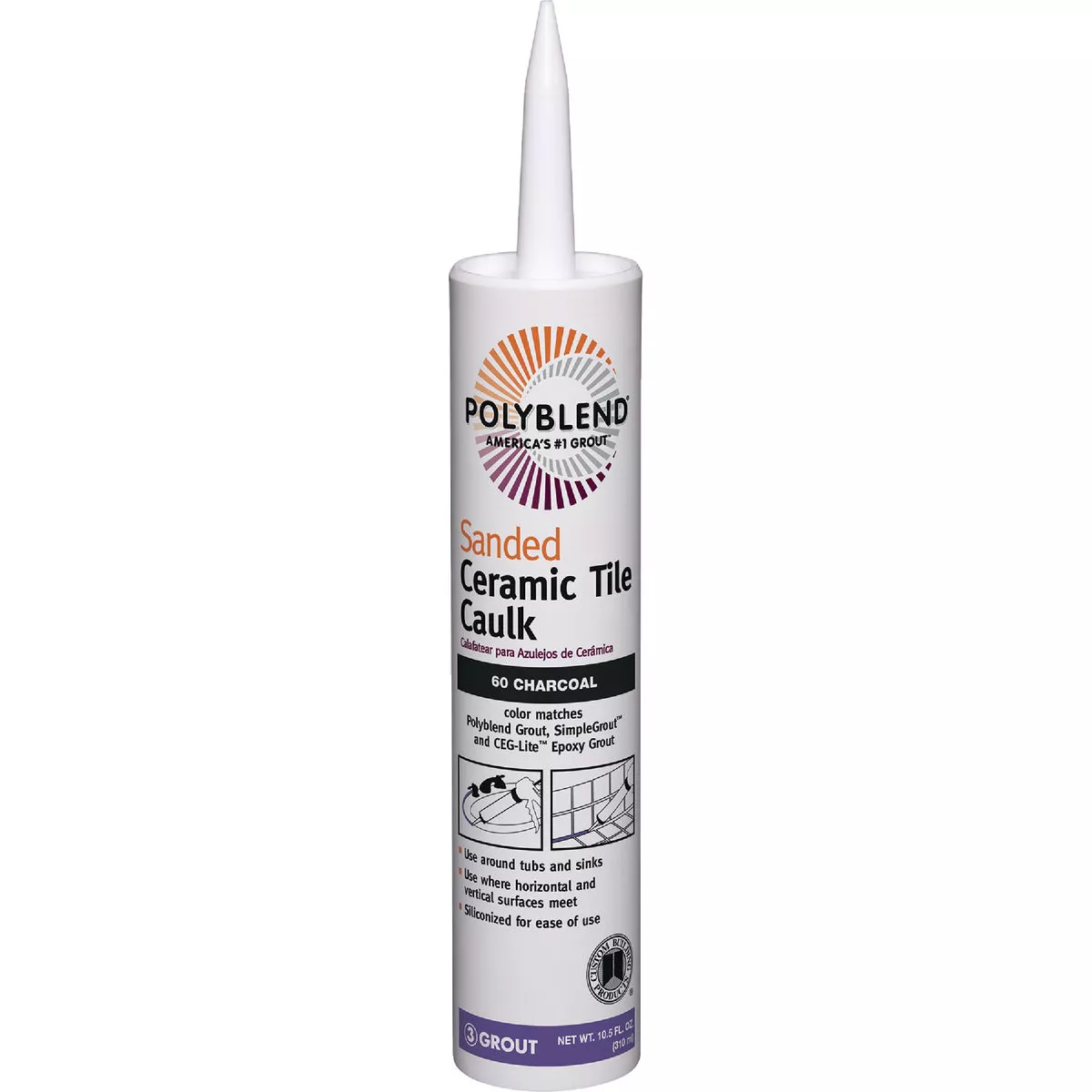 Polyblend 10.5 Oz. #60 Charcoal Sanded Ceramic Tile Caulk