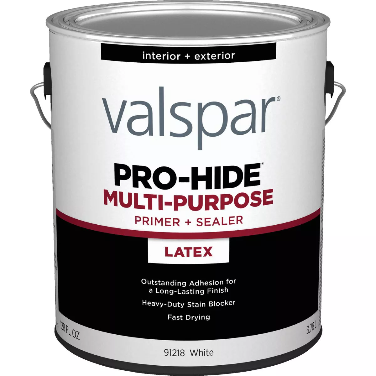 Valspar Pro-Hide Waterborne Interior/Exterior Multi-Purpose Primer & Sealer, White, 1 Gal.