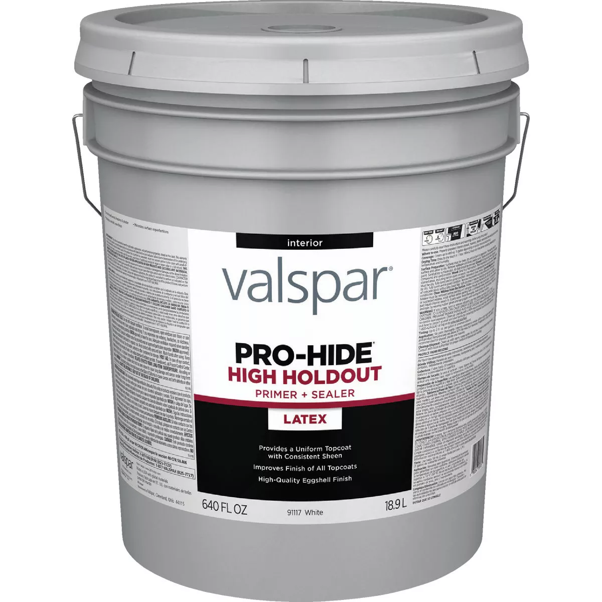 Valspar Pro-Hide High Hold Out Interior Primer Sealer, White, 5 Gal.