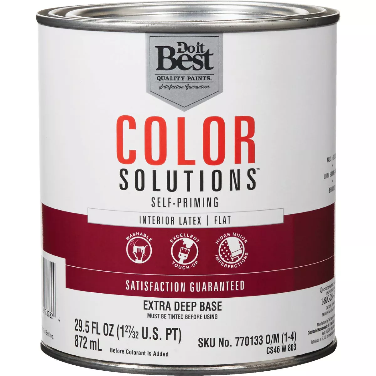 Do it Best Color Solutions Latex Self-Priming Flat Interior Wall Paint, Extra Deep Base, 1 Qt.