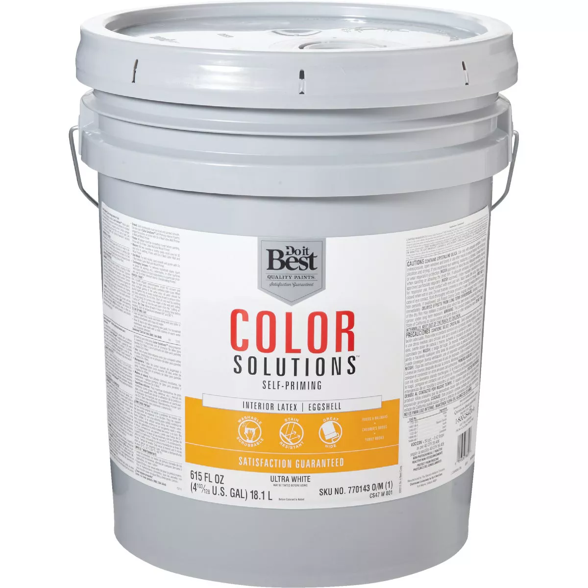 Do it Best Color Solutions Latex Self-Priming Eggshell Interior Wall Paint, Ultra White, 5 Gal.