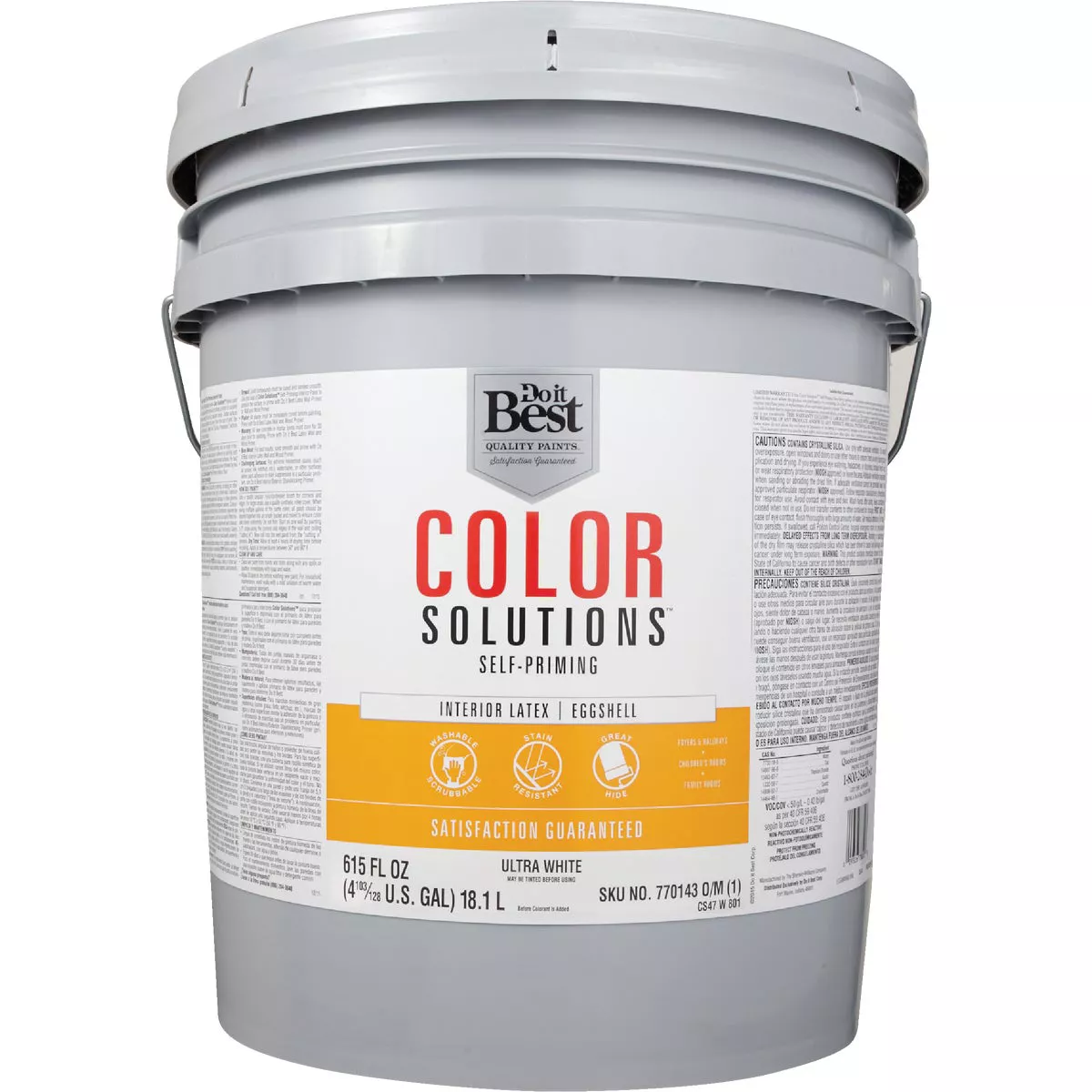 Do it Best Color Solutions Latex Self-Priming Eggshell Interior Wall Paint, Ultra White, 5 Gal. - photo 2