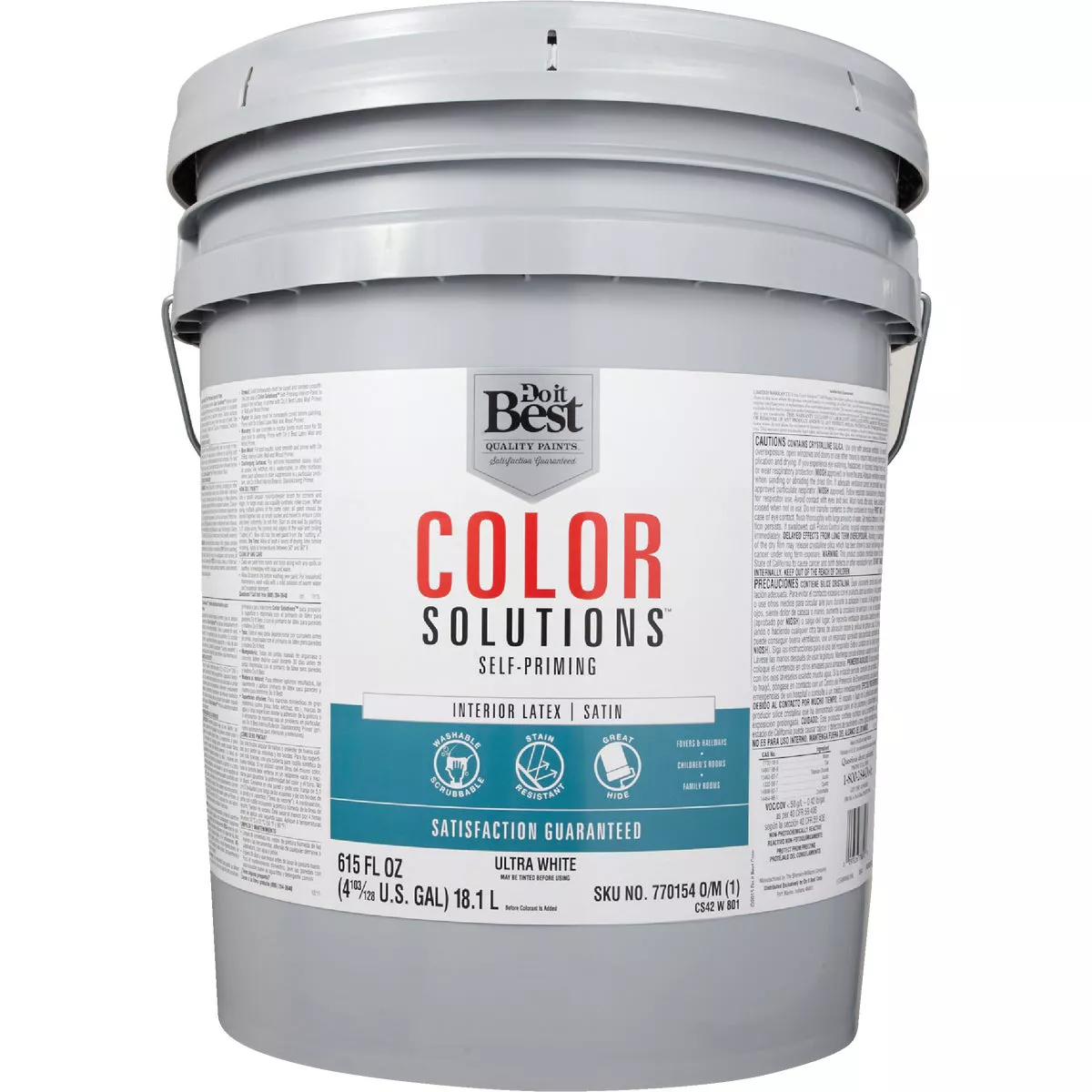 Do it Best Color Solutions Latex Self-Priming Satin Interior Wall Paint, Ultra White, 5 Gal. - photo 2