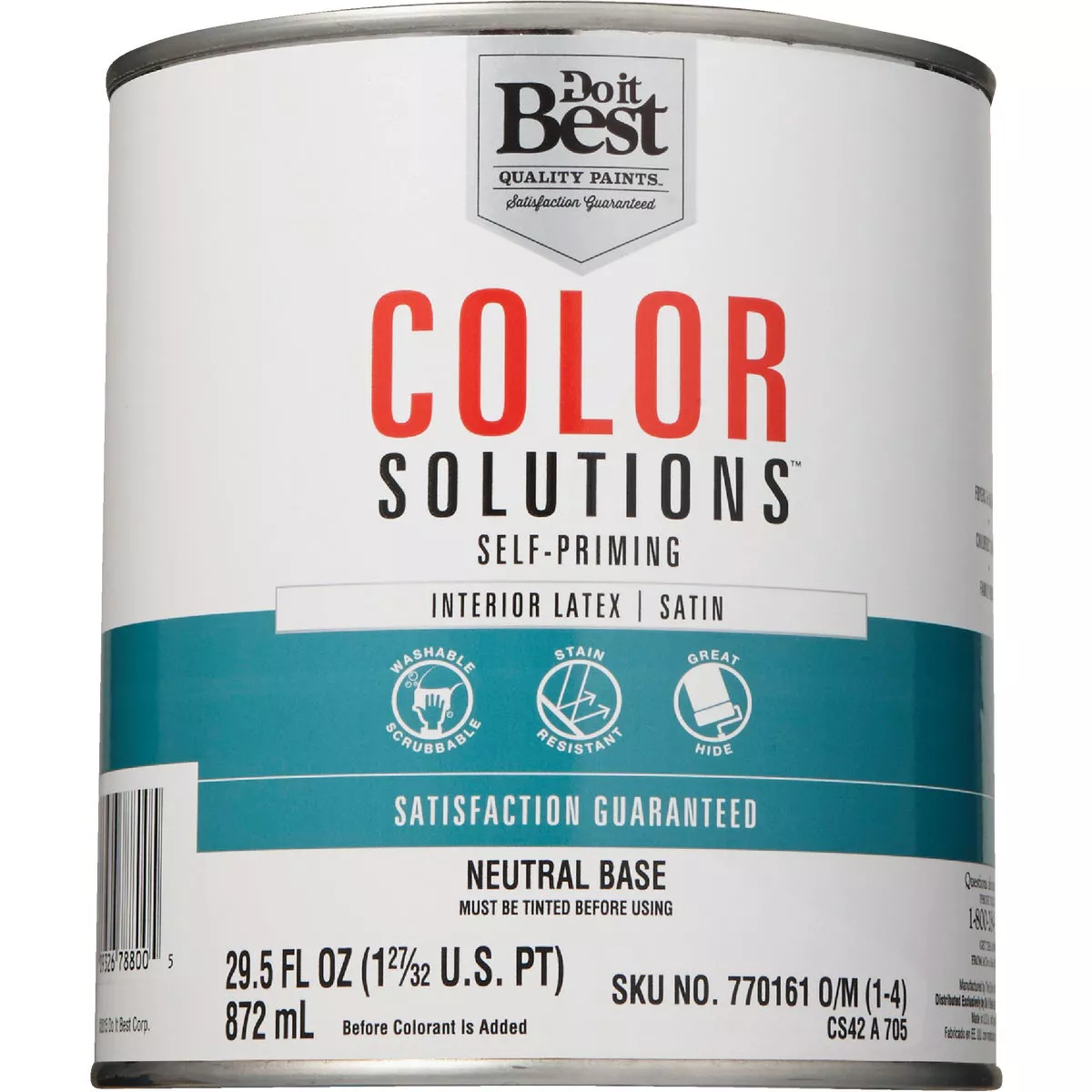 Do it Best Color Solutions Latex Self-Priming Satin Interior Wall Paint, Neutral Base, 1 Qt. - photo 2