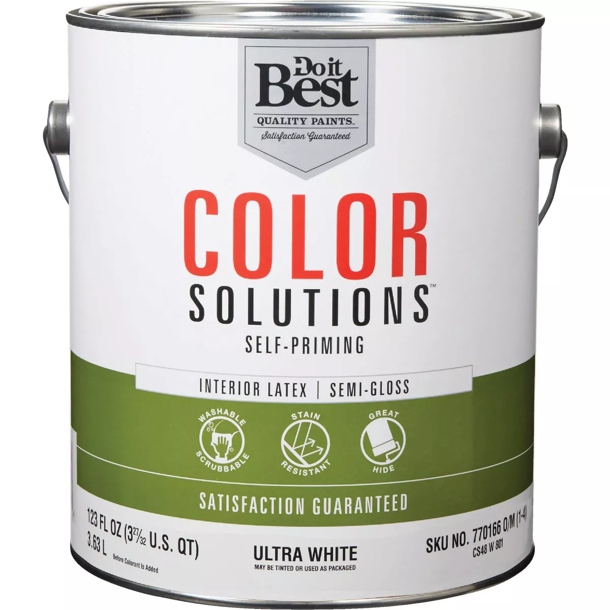 Do it Best Color Solutions Latex Self-Priming Semi-Gloss Interior Wall Paint, Ultra White, 1 Gal.