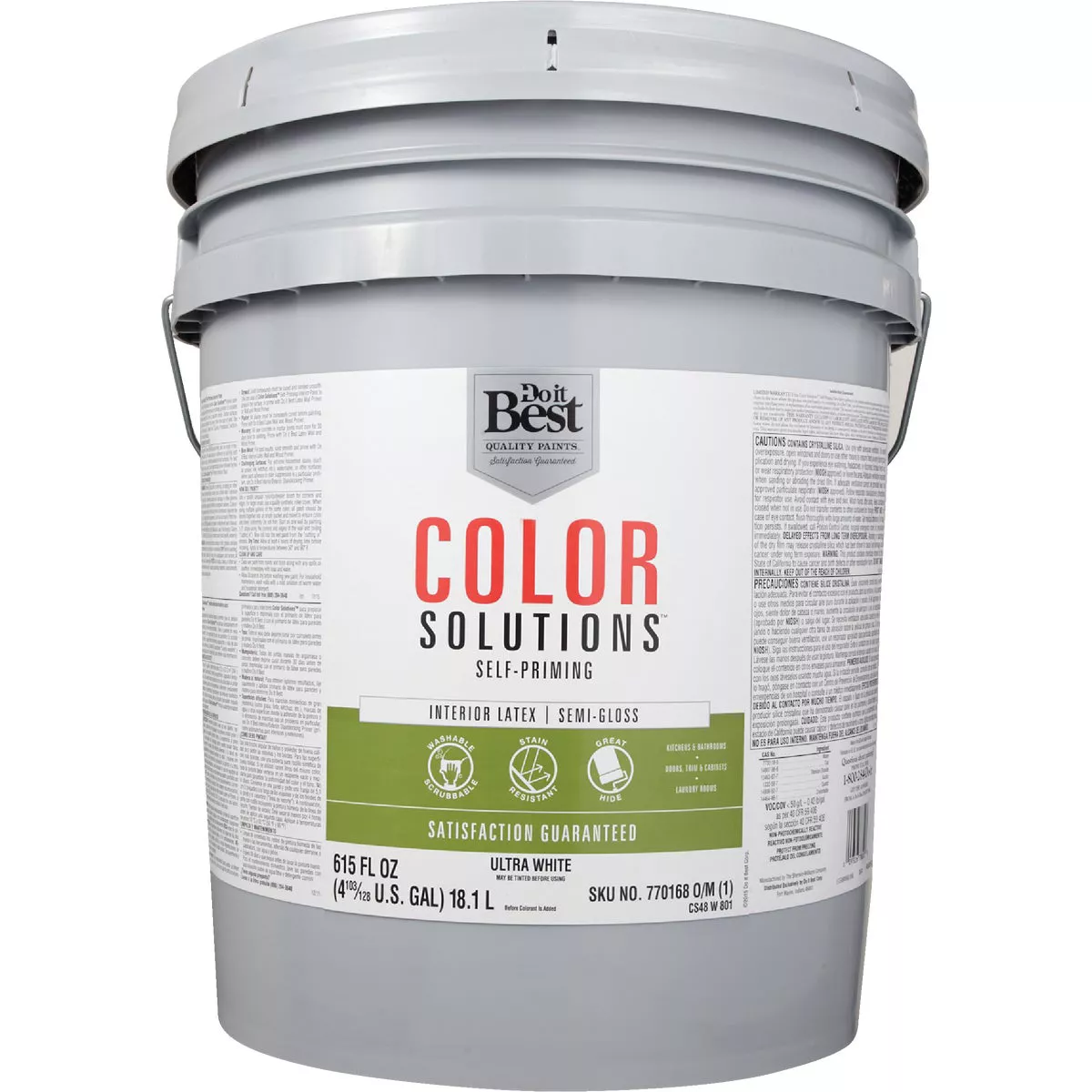 Do it Best Color Solutions Latex Self-Priming Semi-Gloss Interior Wall Paint, Ultra White, 5 Gal. - photo 2