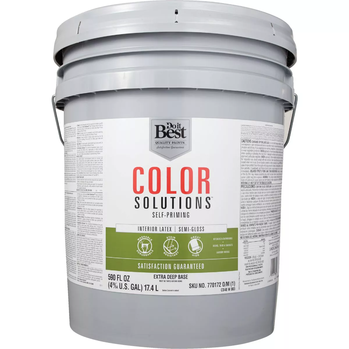 Do it Best Color Solutions Latex Self-Priming Semi-Gloss Interior Wall Paint, Extra Deep Base, 5 Gal. - photo 2