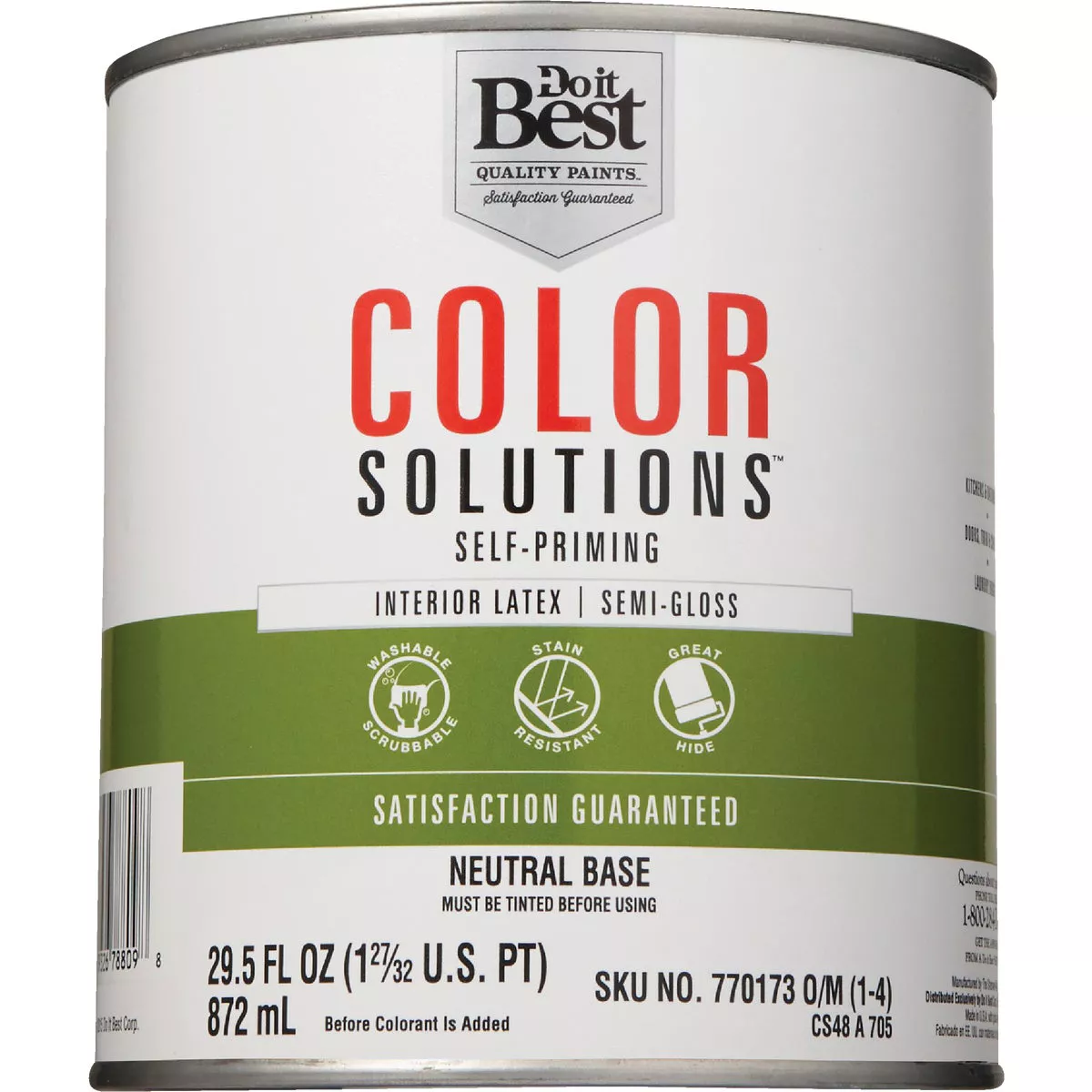 Do it Best Color Solutions Latex Self-Priming Semi-Gloss Interior Wall Paint, Neutral Base, 1 Qt. - photo 2
