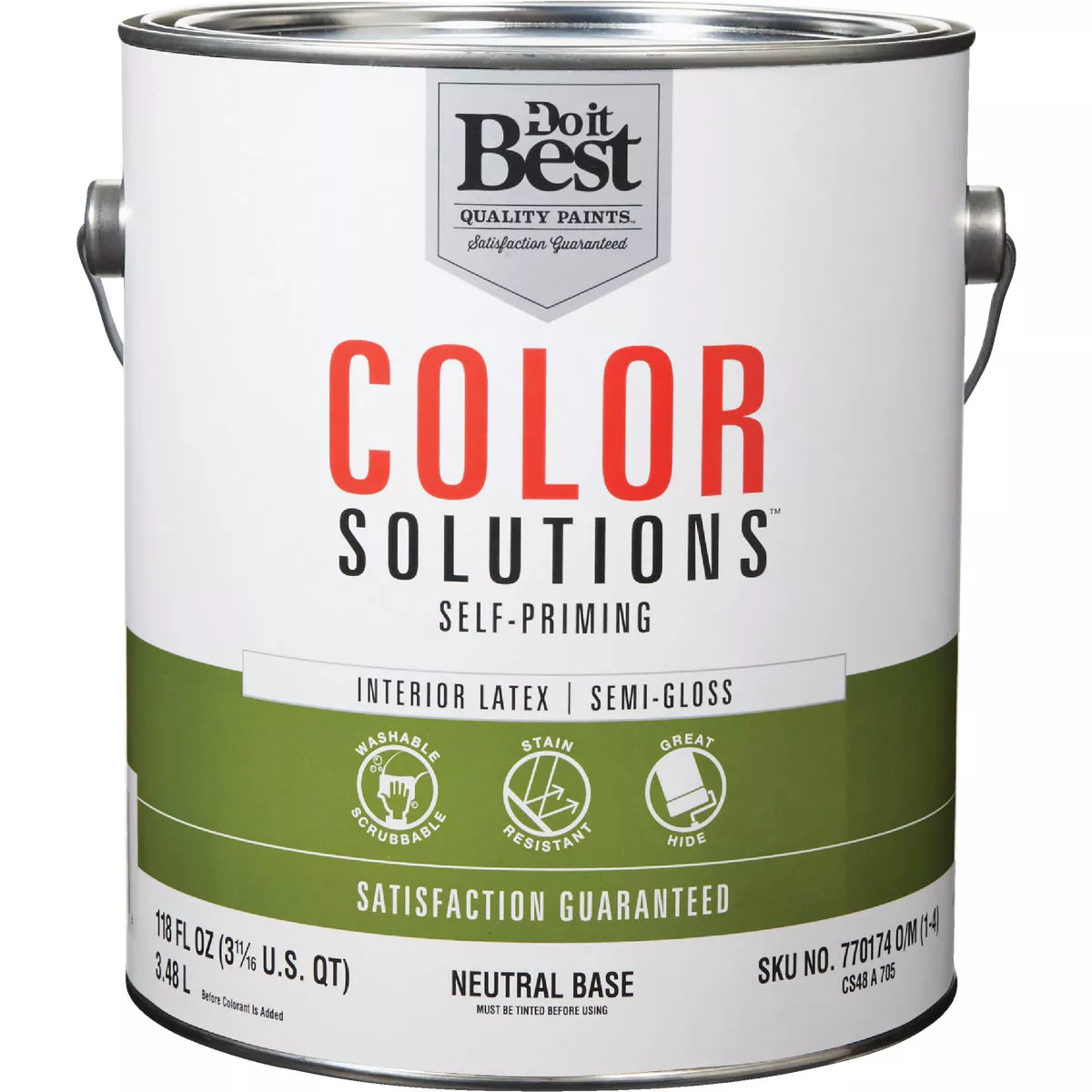Do it Best Color Solutions Latex Self-Priming Semi-Gloss Interior Wall Paint, Neutral Base, 1 Gal.