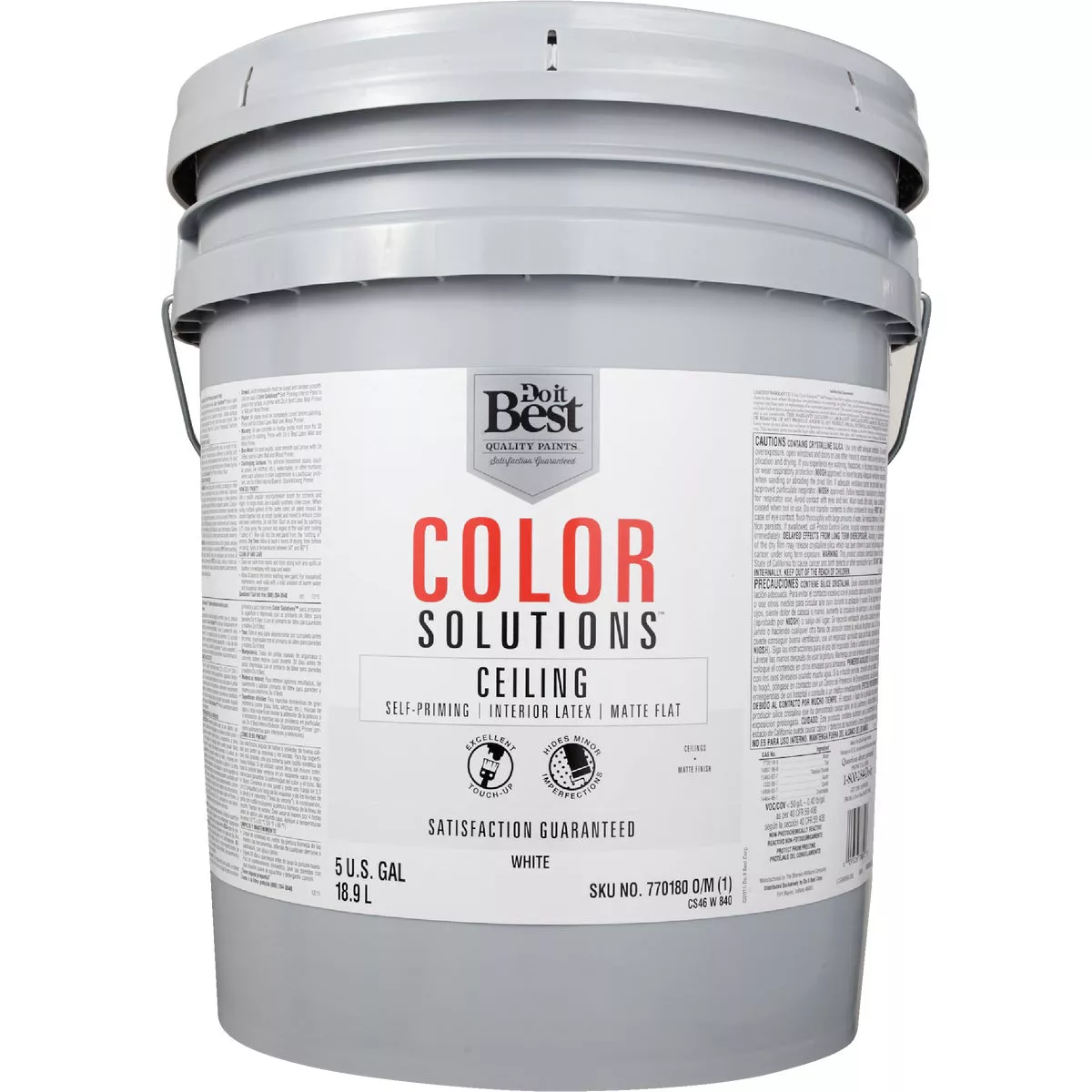 Do it Best Color Solutions Latex Self-Priming Flat Ceiling Paint, White, 5 Gal. - photo 2