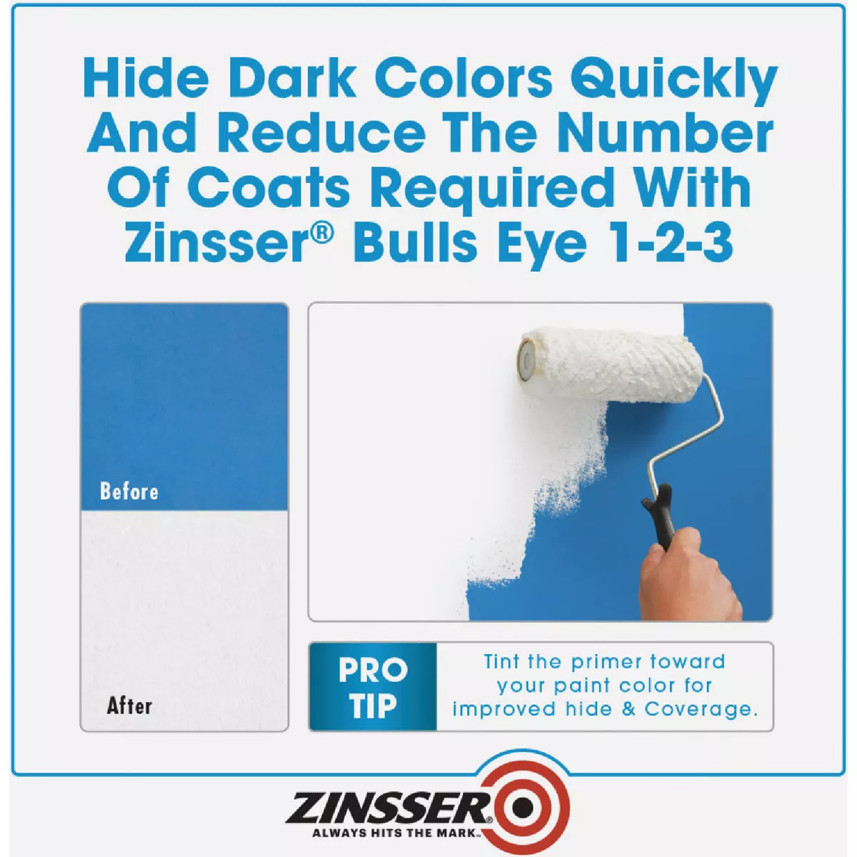Zinsser Bulls Eye 1-2-3 Water-Base Interior/Exterior Stain Blocking Primer, White, 1 Qt. - photo 6