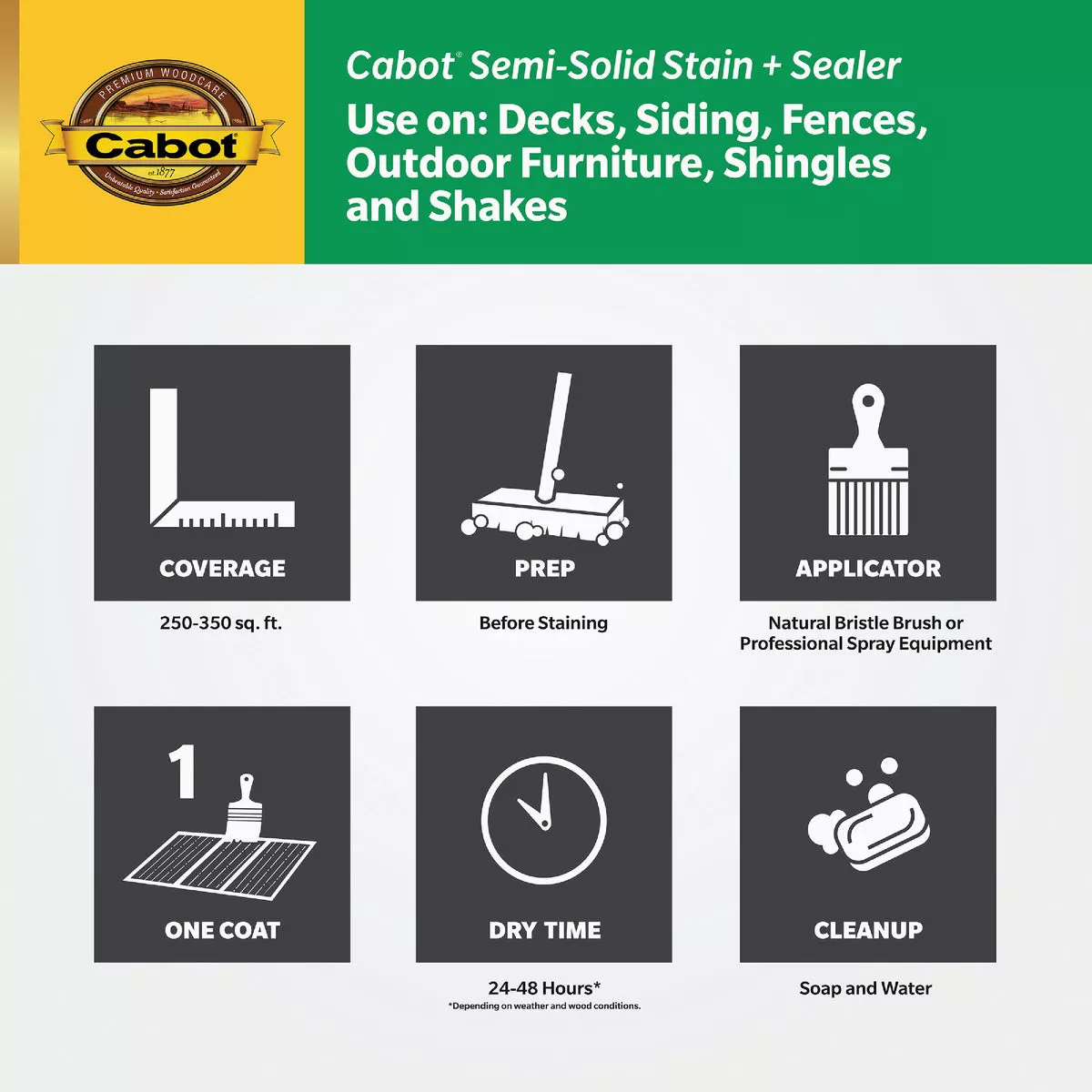 Cabot VOC Semi-Solid Stain + Sealer, 17406 Neutral Base, 1 Gal. - photo 3