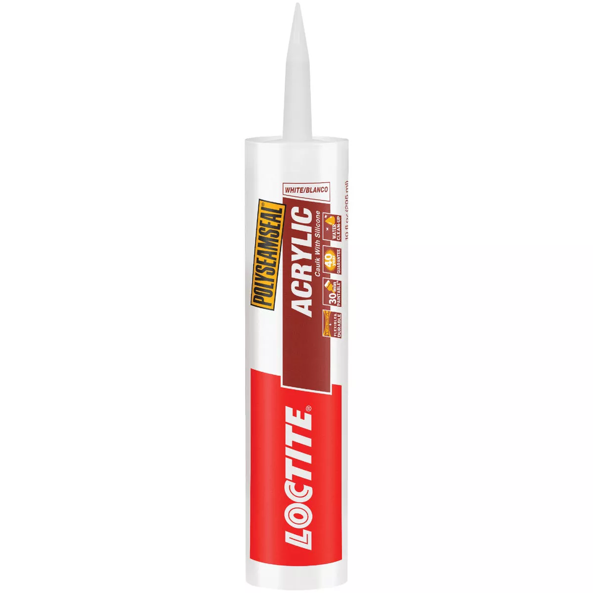 LOCTITE POLYSEAMSEAL 10 Oz. White Acrylic Caulk with Silicone