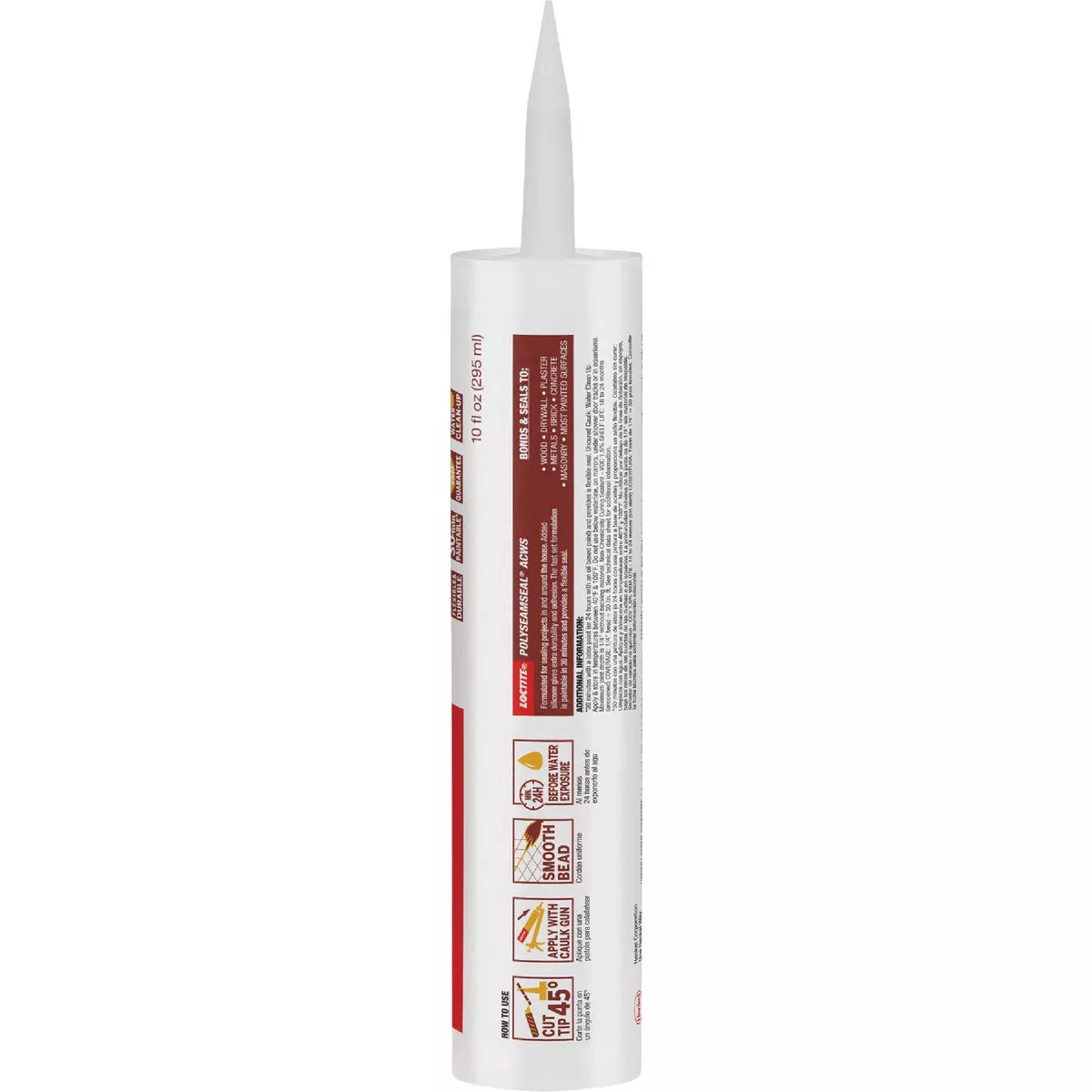 LOCTITE POLYSEAMSEAL 10 Oz. White Acrylic Caulk with Silicone - photo 2