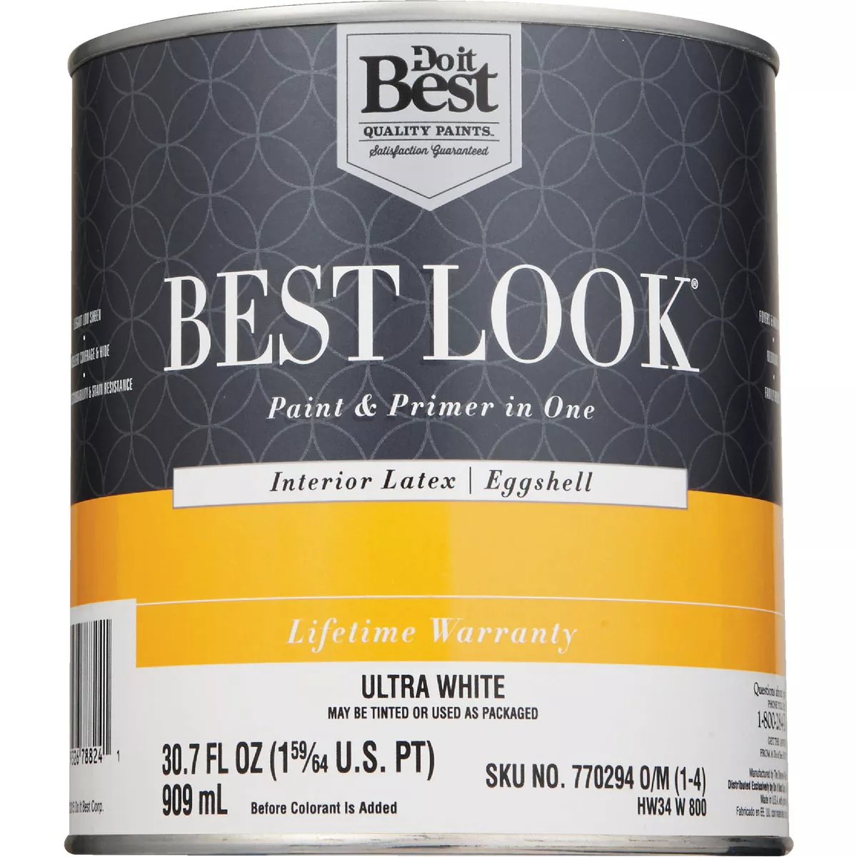 Best Look Latex Premium Paint & Primer In One Eggshell Interior Wall Paint, Ultra White, 1 Qt. - photo 2