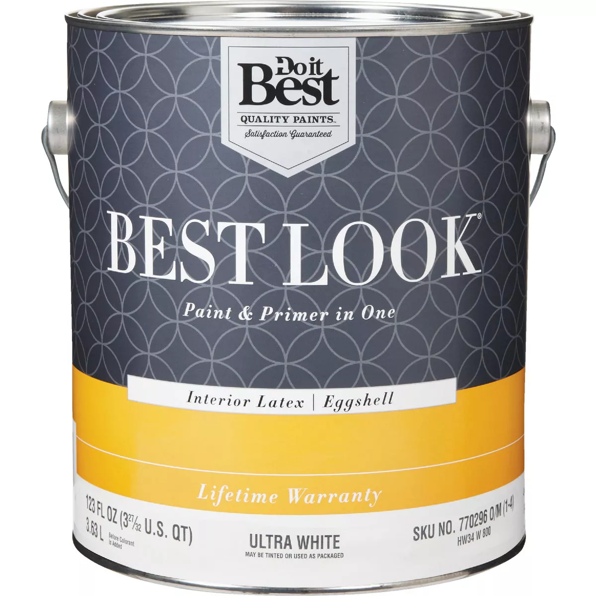 Best Look Latex Premium Paint & Primer In One Eggshell Interior Wall Paint, Ultra White, 1 Gal.