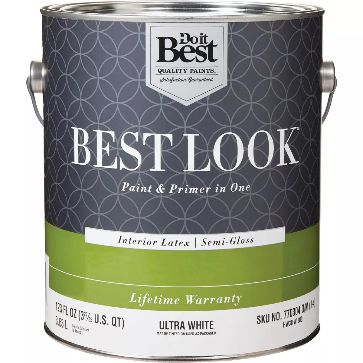 Best Look Latex Premium Paint & Primer In One Semi-Gloss Interior Wall Paint, Ultra White, 1 Gal.