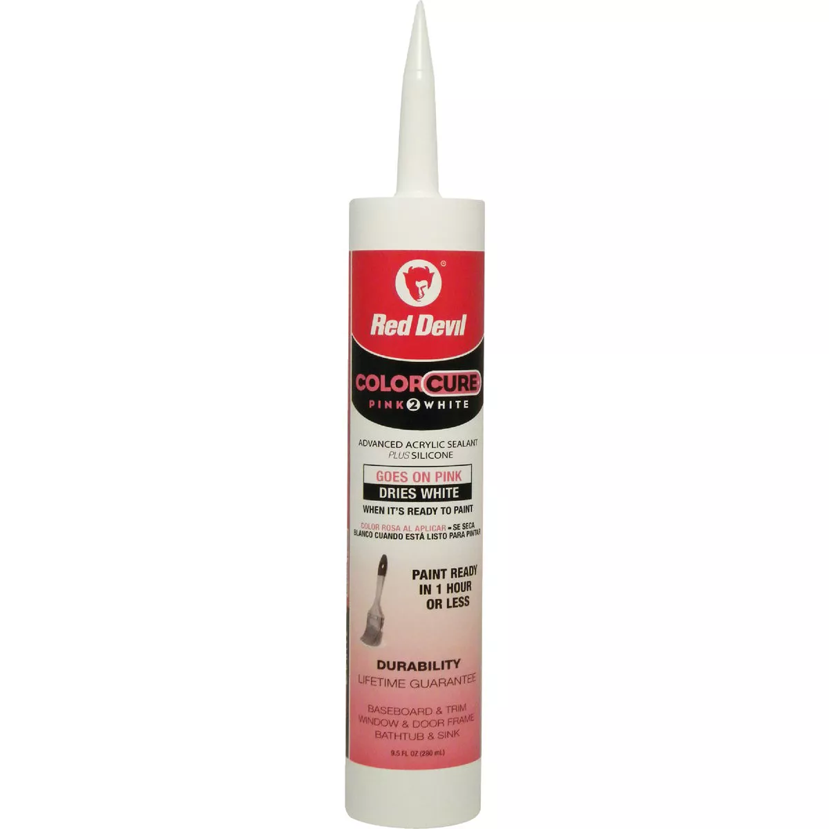 Red Devil ColorCure 9.5 Oz. Acrylic Sealant, Pink To White