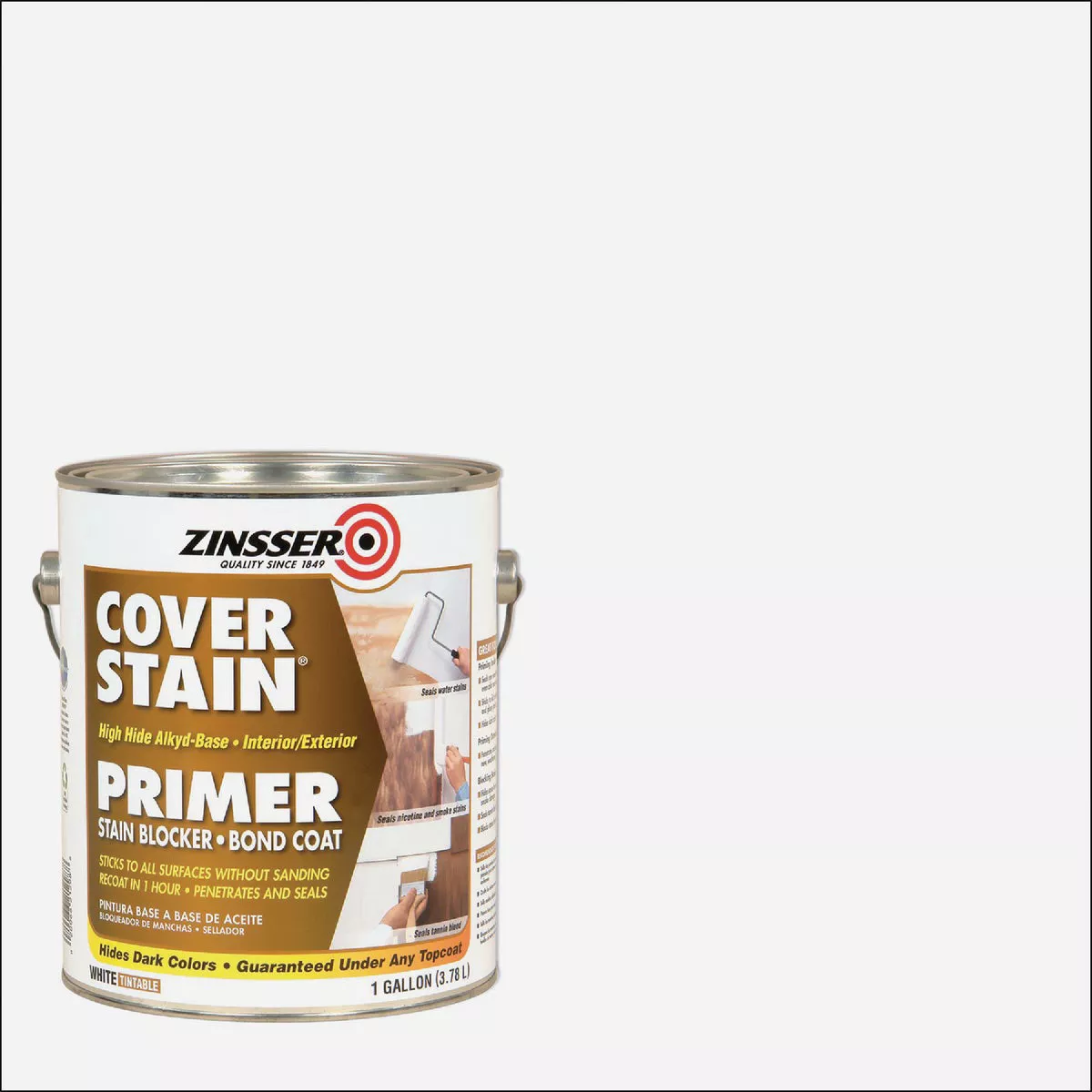Zinsser Cover-Stain Low VOC High Hide Alkyd-Base Interior/Exterior Stain Blocker Primer, White, 1 Gal.