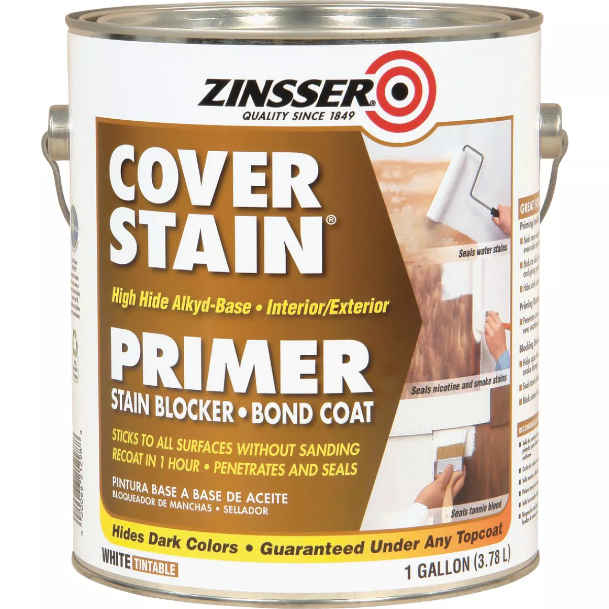 Zinsser Cover-Stain Low VOC High Hide Alkyd-Base Interior/Exterior Stain Blocker Primer, White, 1 Gal. - photo 2