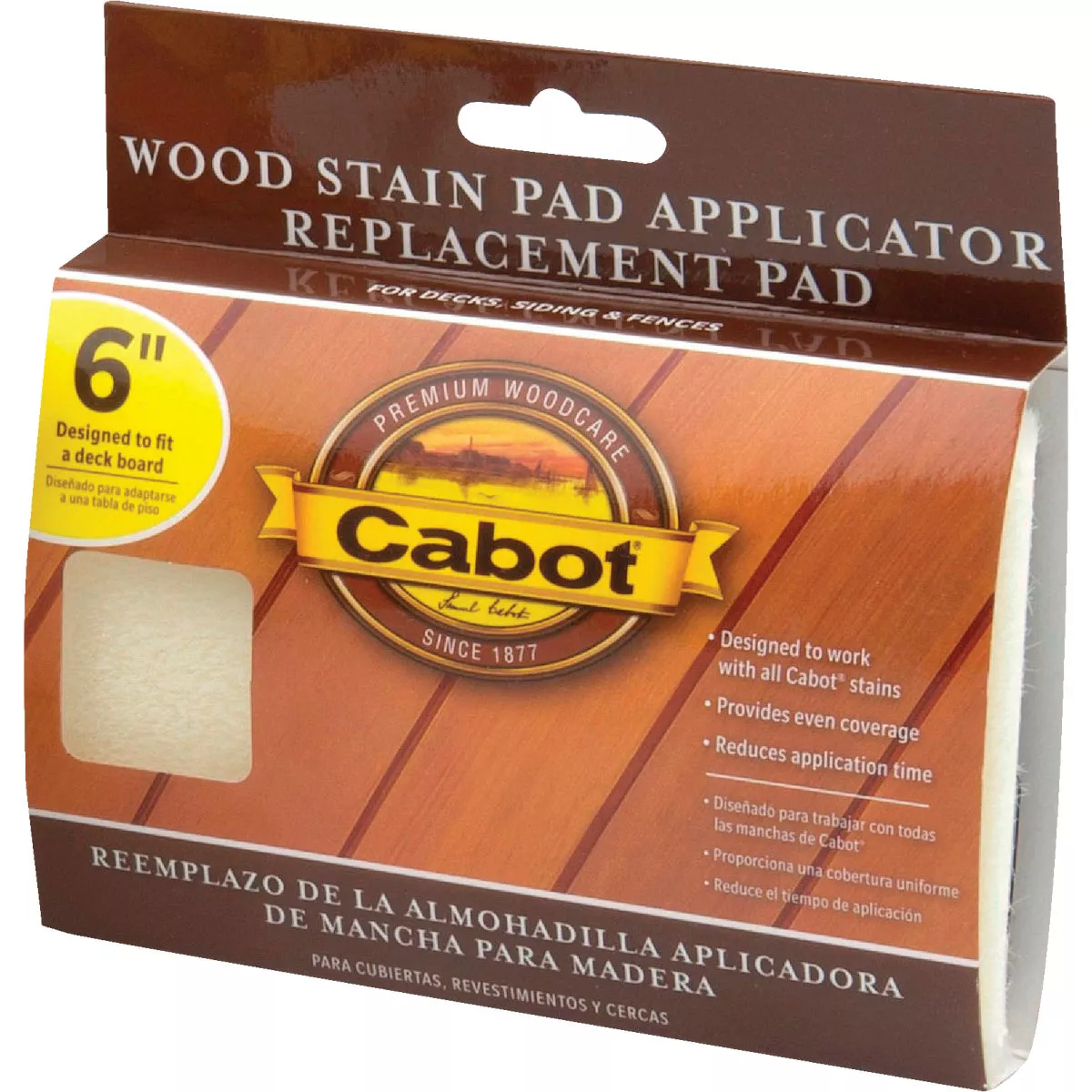 Cabot Wood Stain Pad Applicator Refill, 6 In.