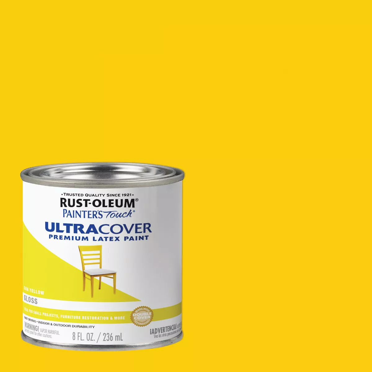 Rust-Oleum Painter's Touch 2X Ultra Cover Premium Latex Paint, Gloss Sun Yellow, 1/2 Pt.